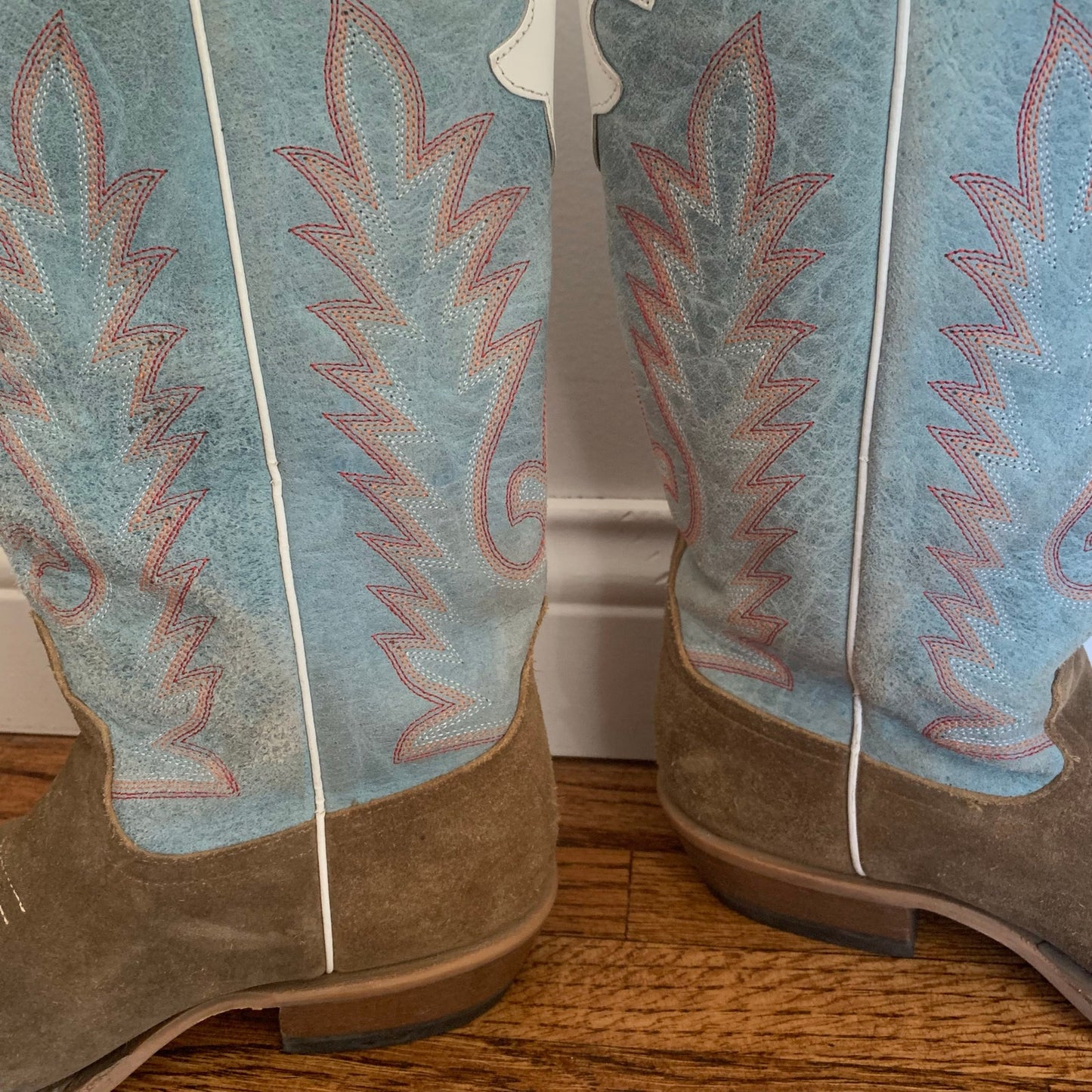 Anderson Bean Youth Size 5 Coyote Sand Sky Blue Western Cowboy Boots ABK7096