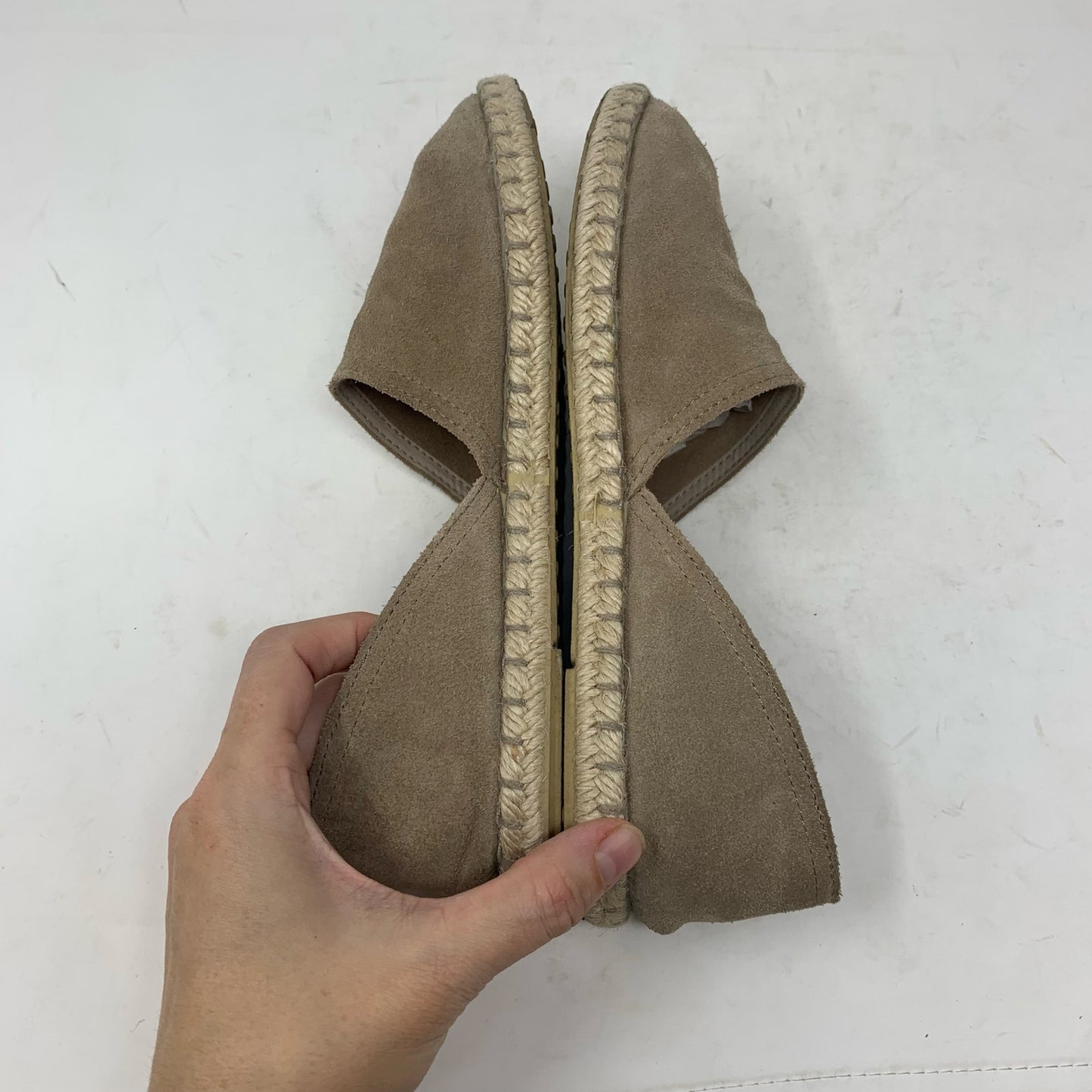 Verbenas Carmen Suede Espadrille D’Orsay Flat Taupe Tan Suede Leather Size 40