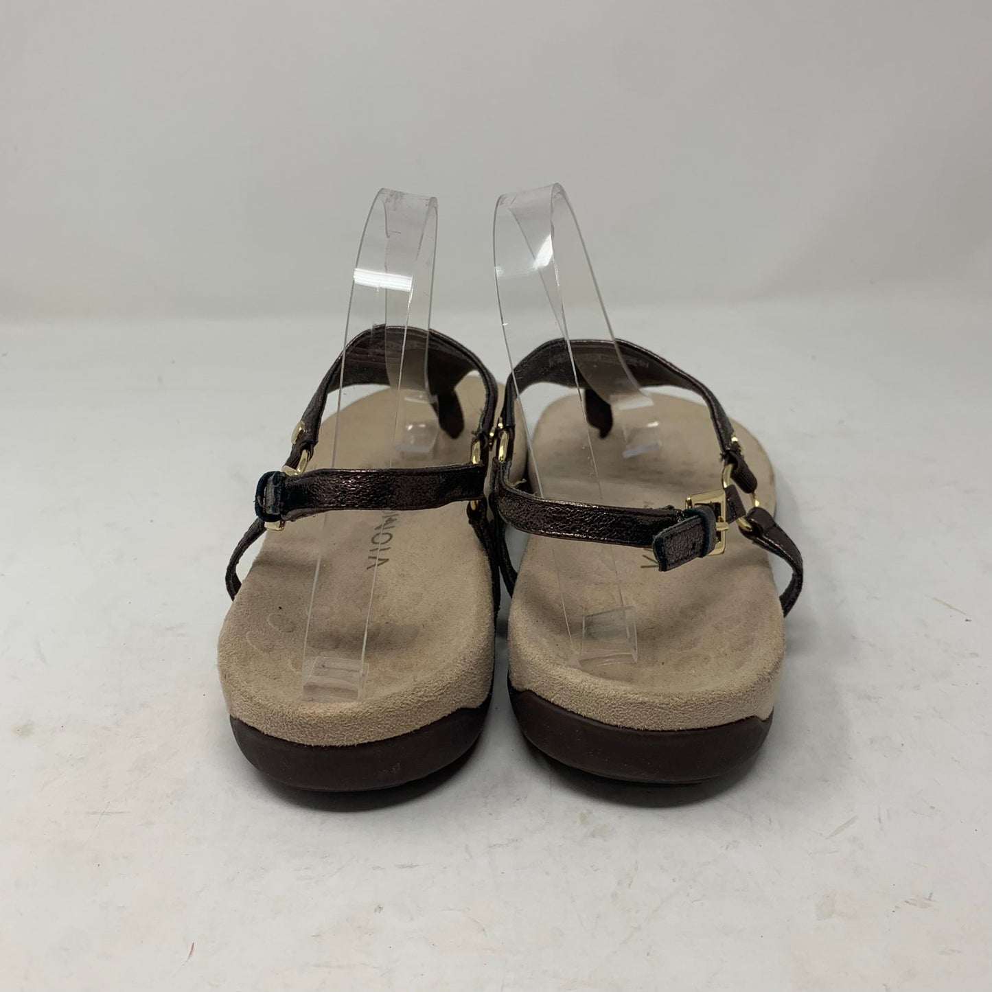 Vionic Kirra Size 9.5 Metallic Bronze Leather Slingback T Strap Toe Post Sandal