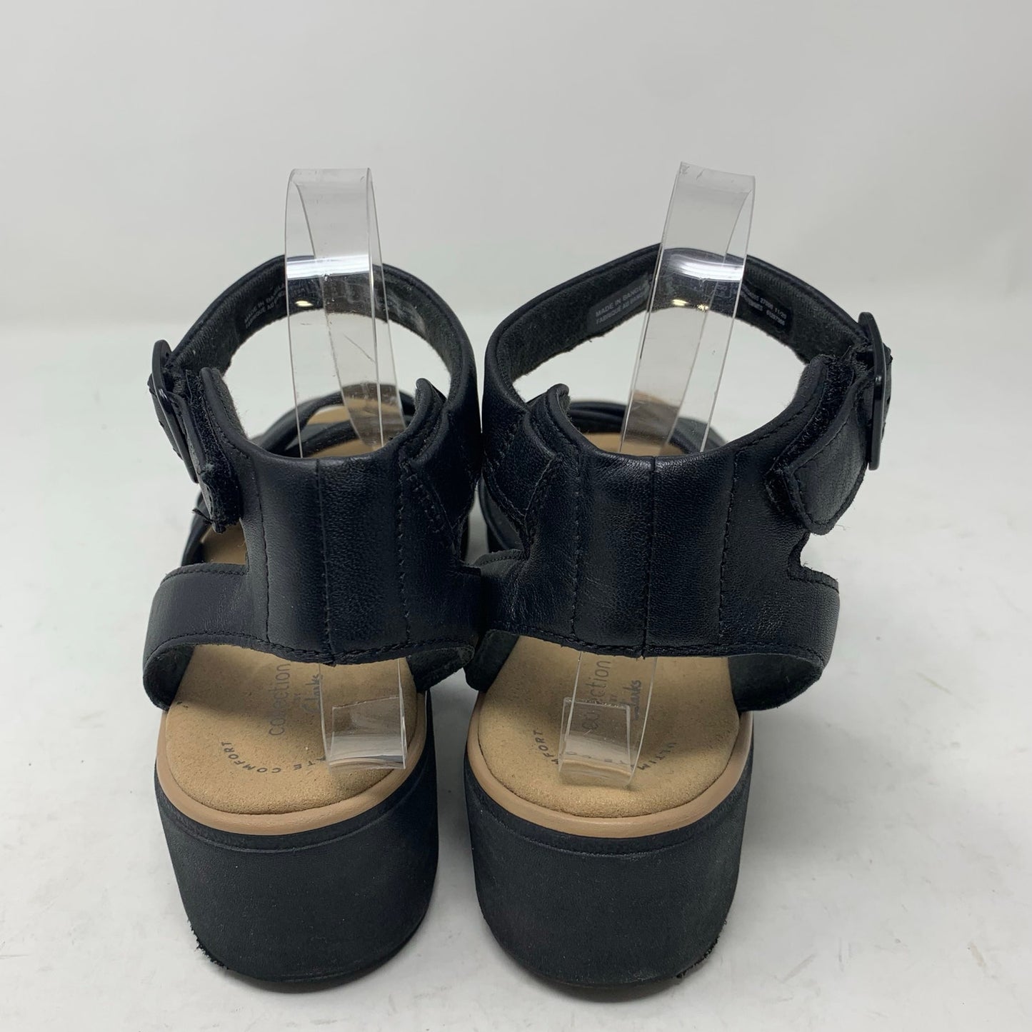Clarks Collection Jillian Bella Black Leather Ankle Strap Sandal Size 9