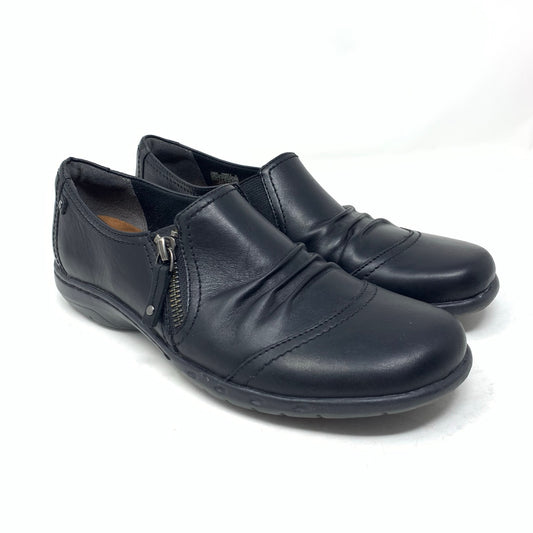 Rockport Cobb Hill Penfield Womens Zip Flat Comfort Shoe Black Leather Size 7.5