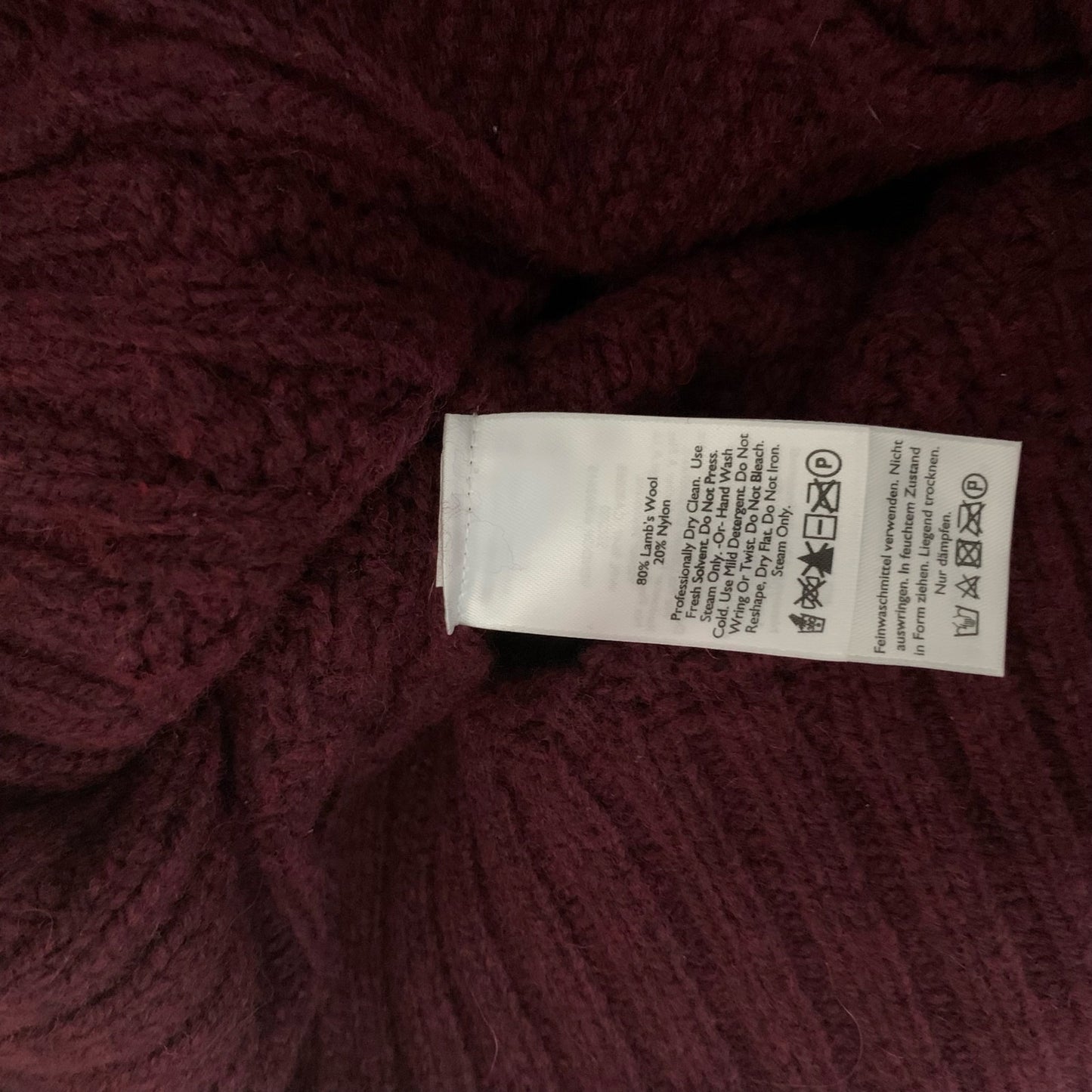 Eddie Bauer Size M Womens Plum Purple Shawl Collar Cardigan Cable Knit Lambswool