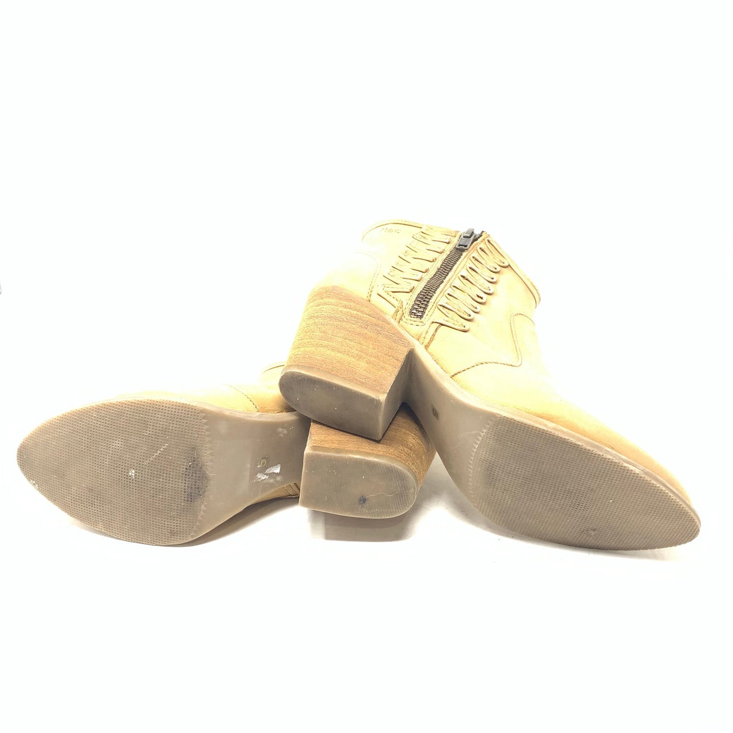 Musse & Cloud Athya Tan Leather Western Bootie Ankle Boot US Womens Size 5 EU 36