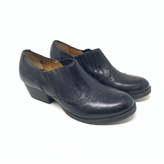 Nurture Shey Black Leather Western Ankle Boot Bootie Size 7.5 Elastic Gore