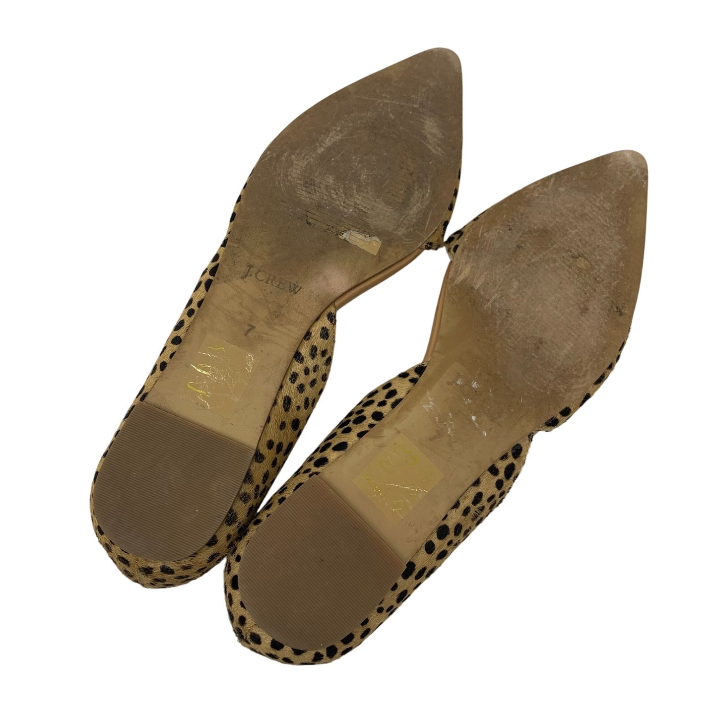 J Crew Factory Leopard Print Calf Hair D’Orsay Flats Pointed Toe Size 7