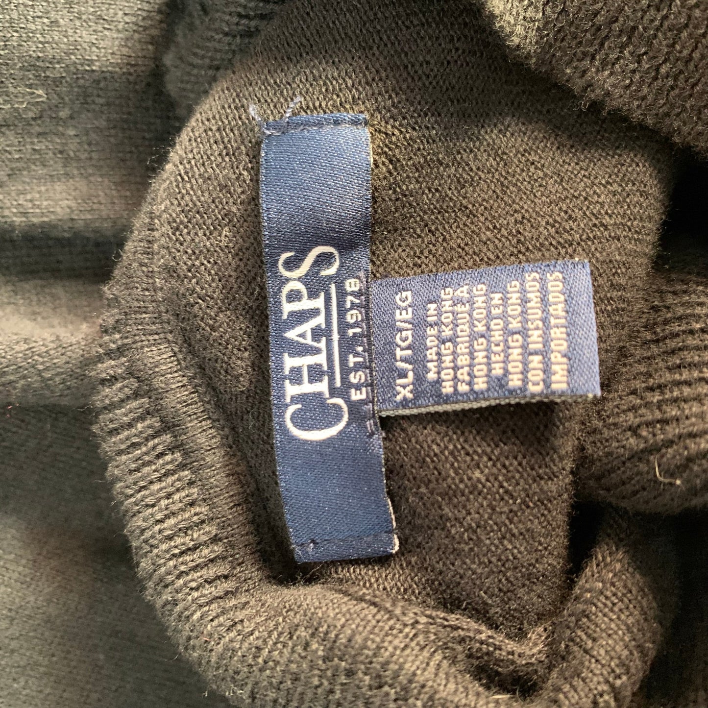 Chaps Size XL Black 100% Cotton Turtleneck Long Sleeve Top Lightweight Sweater