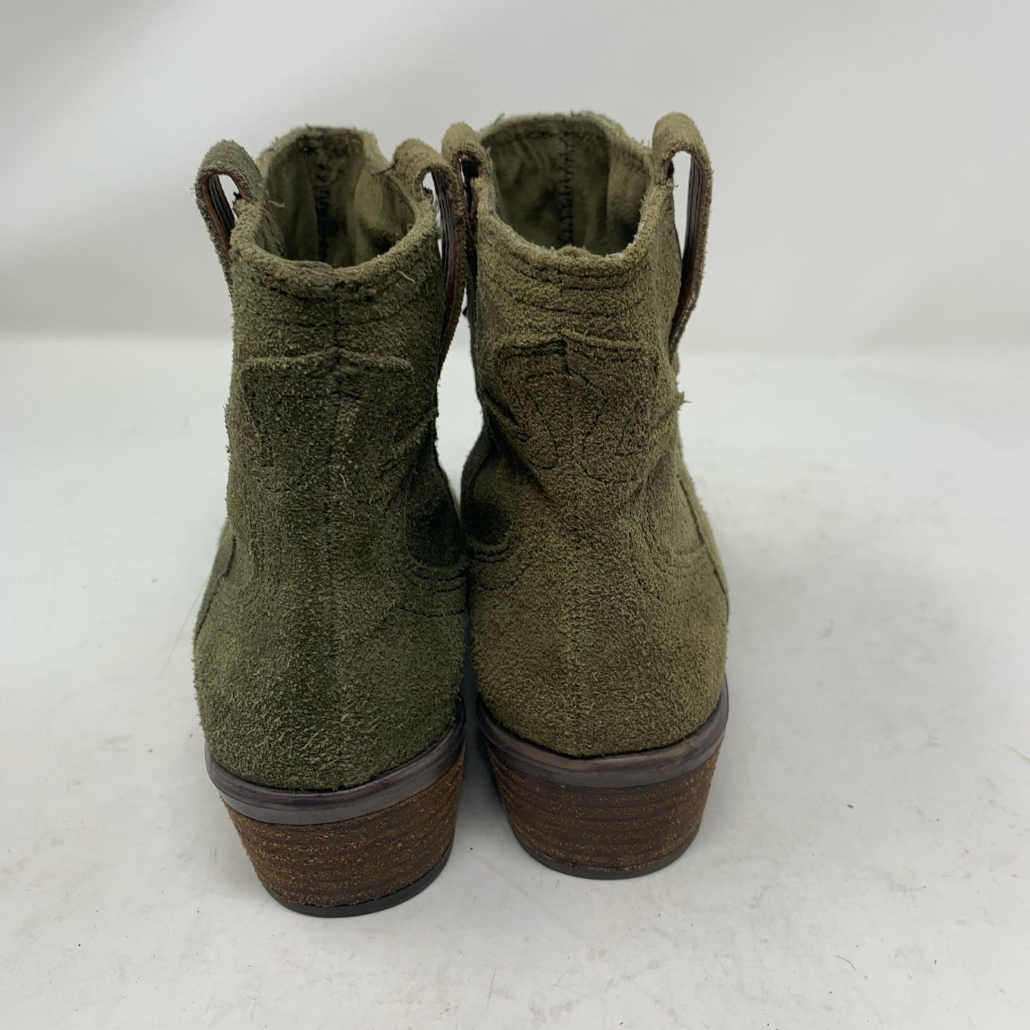 Lucky Brand Terra Green Suede Leather Ankle Boot Bootie Size 7 37