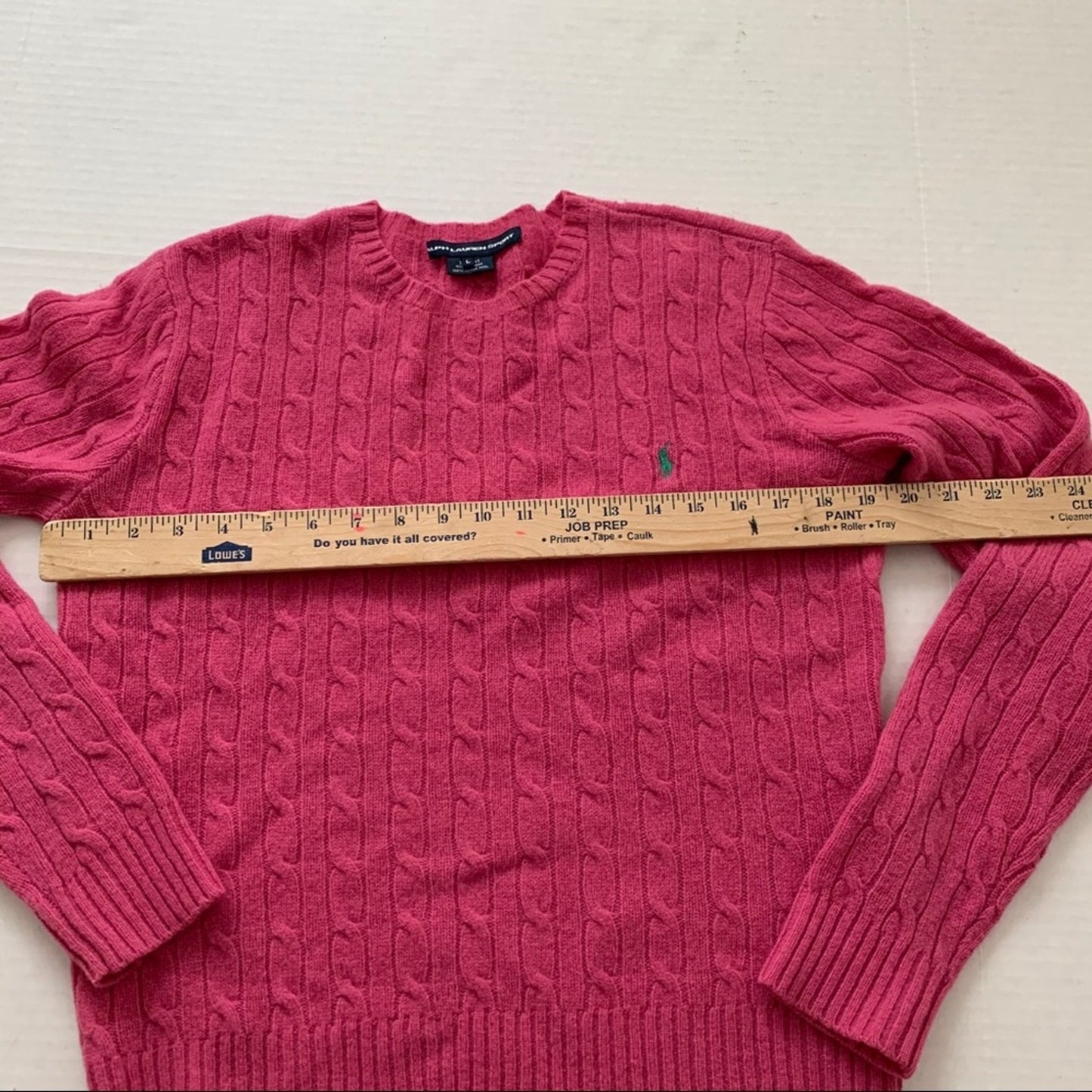 Ralph Lauren Sport Bright Pink Lambswool Sweater XL