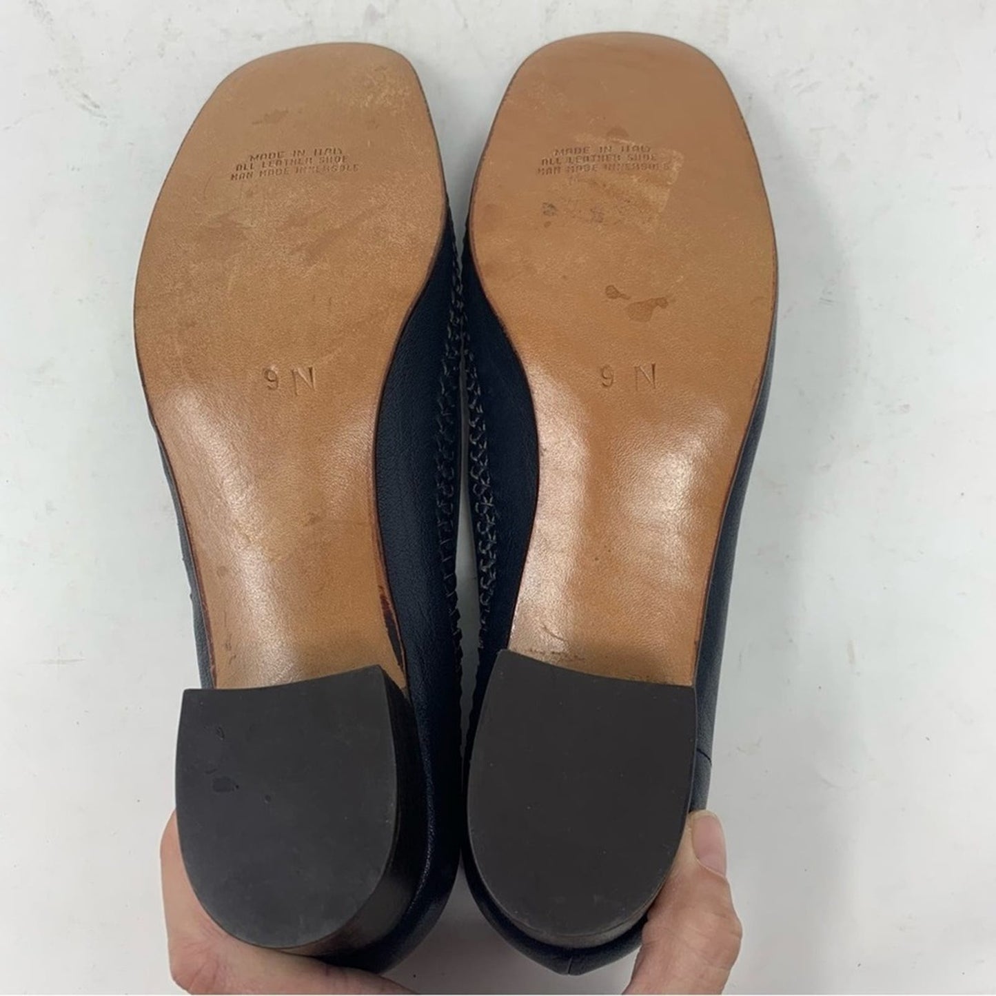 Bullock’s Made in Italy Navy Blue Leather Classic Woven Basketweave Pump Size 9N