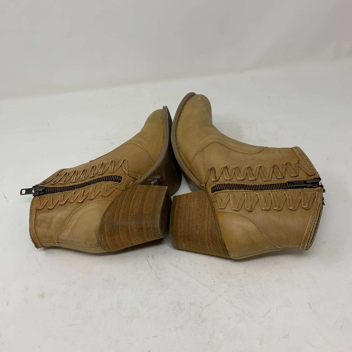 Musse & Cloud Athya Tan Leather Western Bootie Ankle Boot US Womens Size 5 EU 36