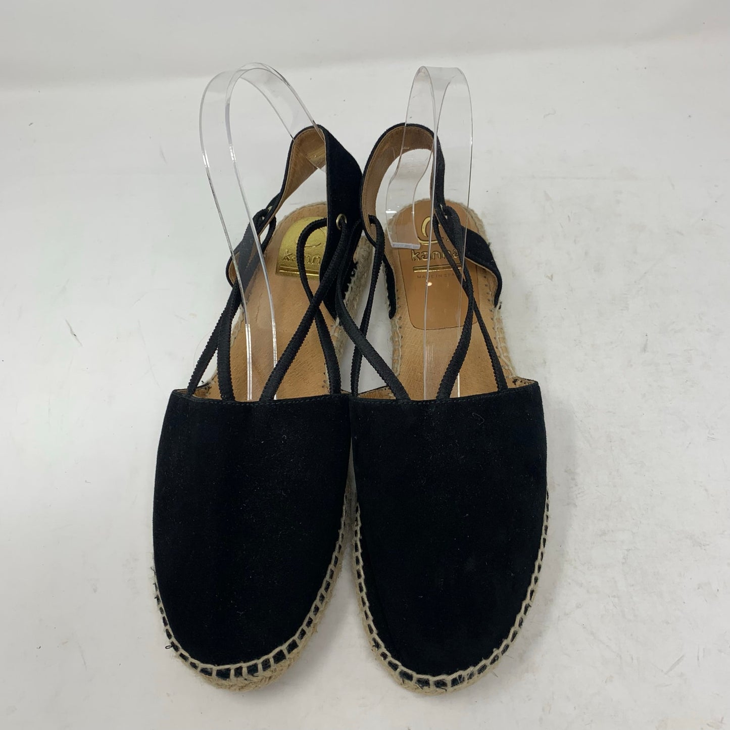 Kanna Thanos Black Suede Closed Toe Espadrilles Made in Spain Size 41 Slingback