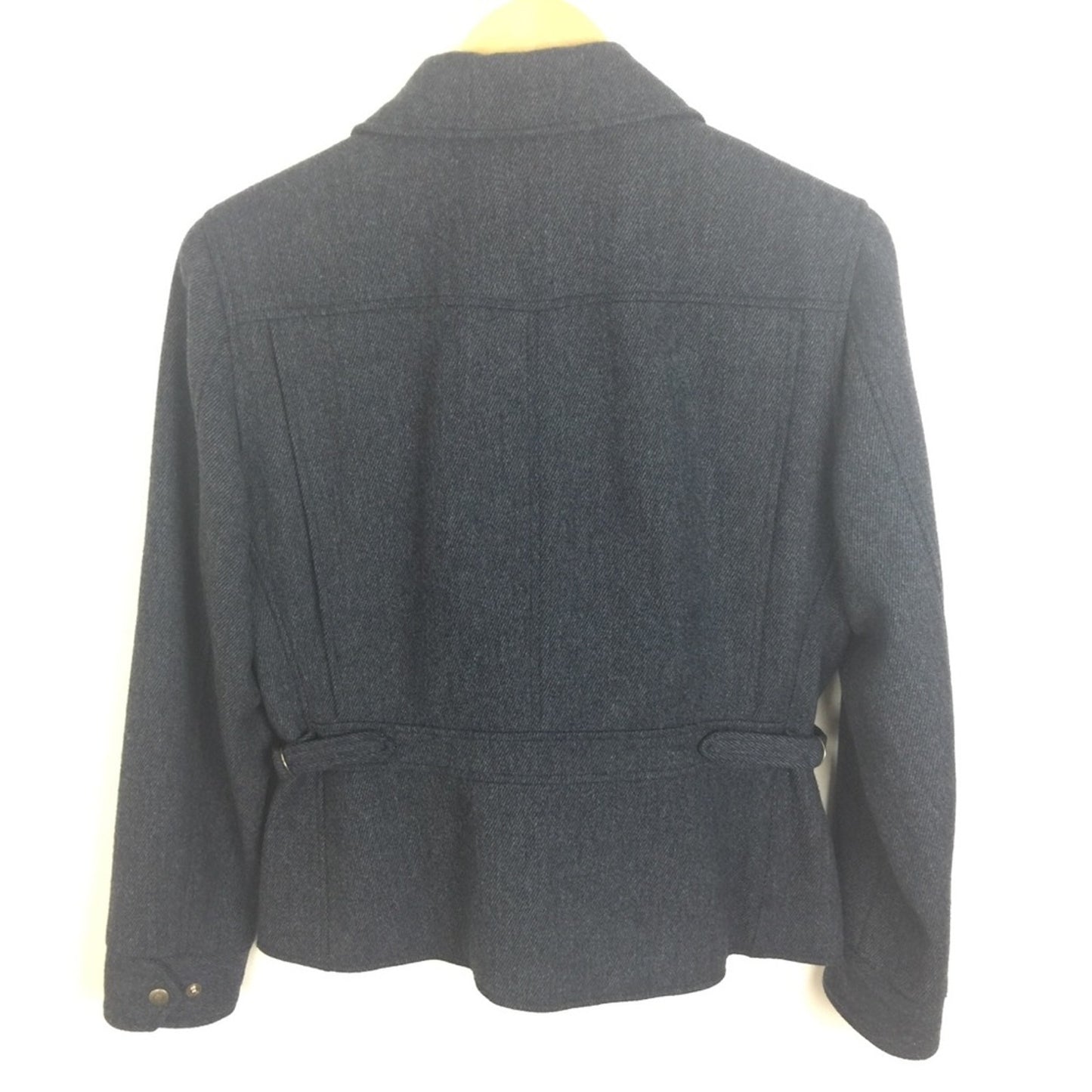 LRL Size 8 Slate Blue Moto Zip Jacket Asymmetric 100% Lambswool