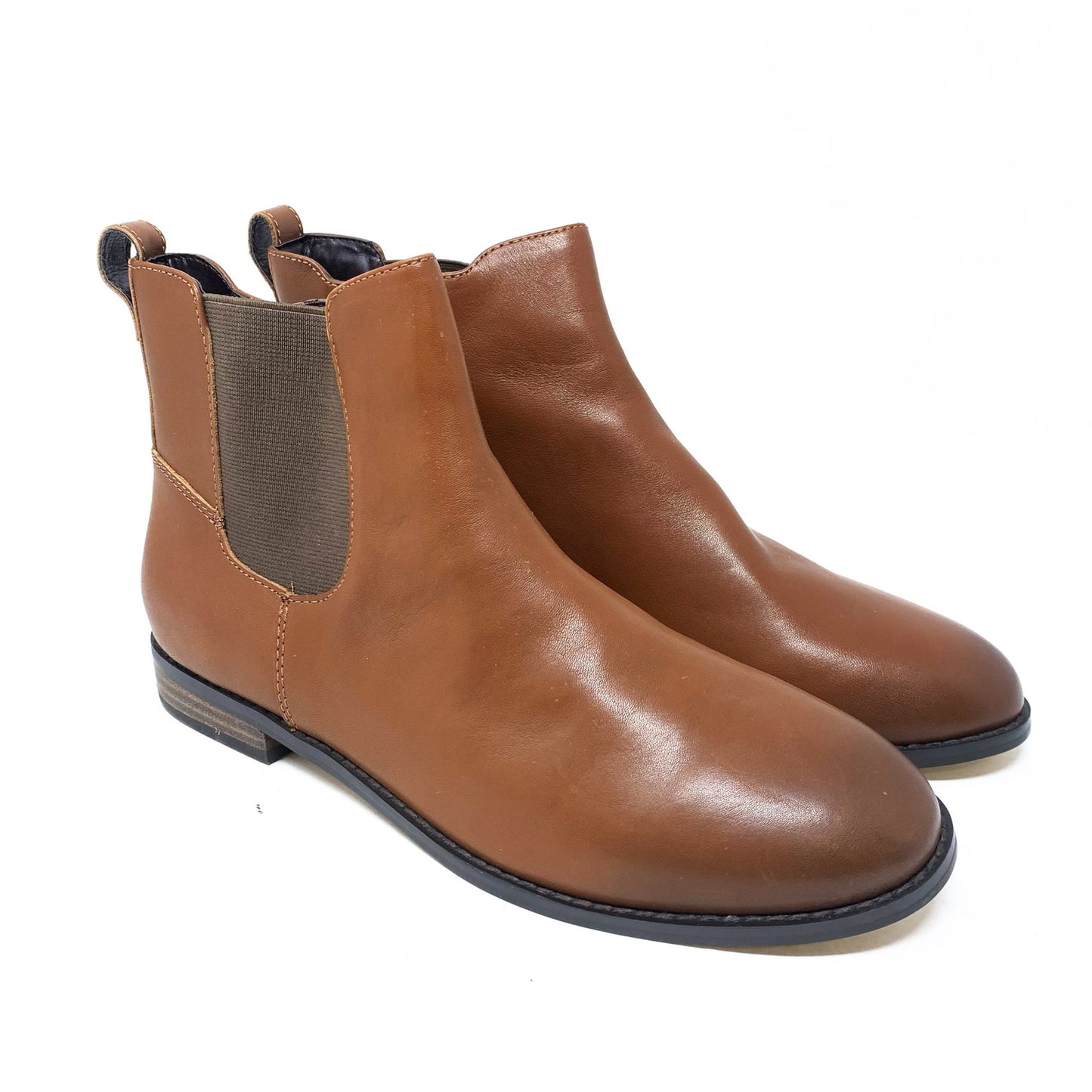 Lands End Womens Size 9 Brown Leather Classic Chelsea Boot Preppy