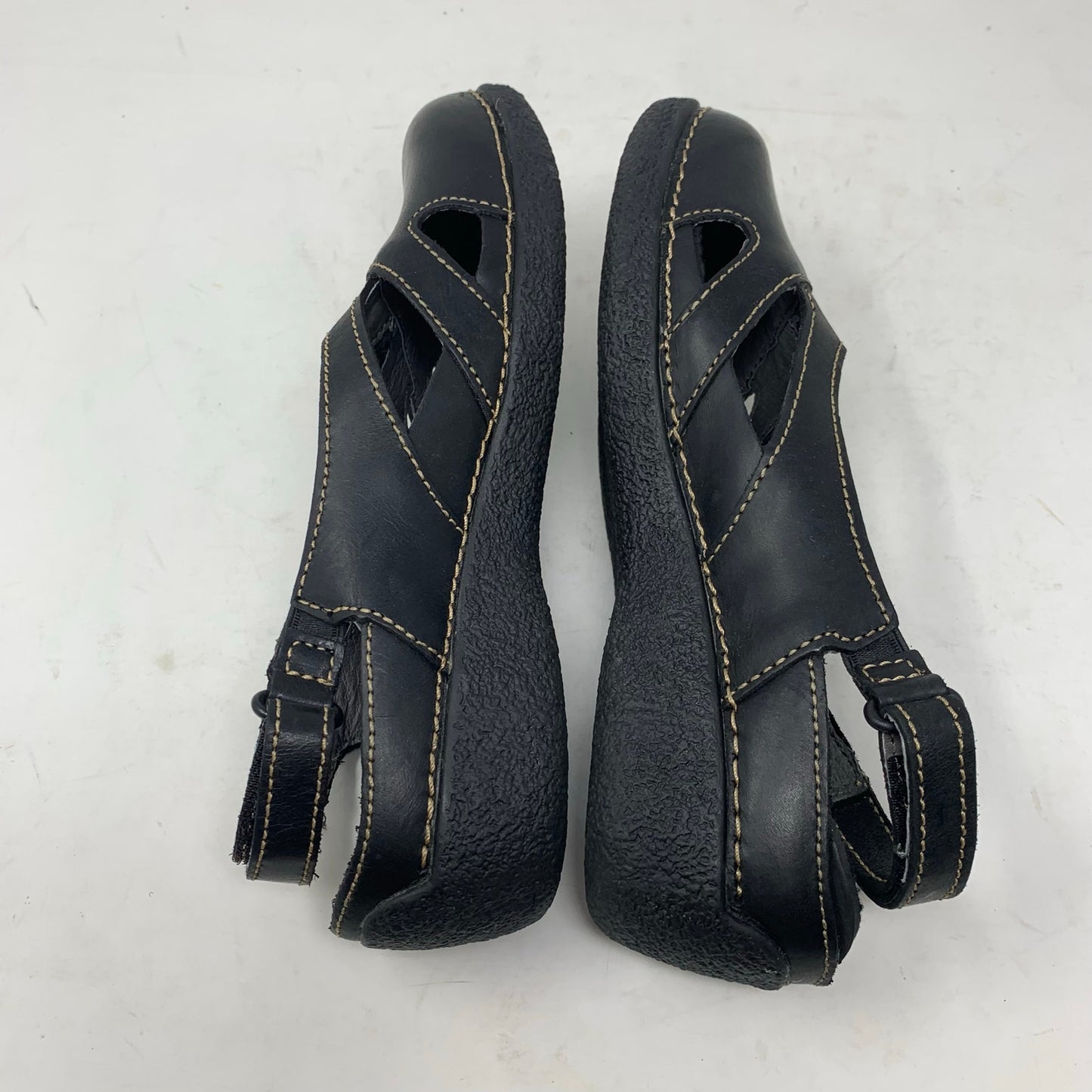 Duluth Trading Womens Size 8.5 Black Leather Slingback Casual Shoe Chunky Y2K Vibes