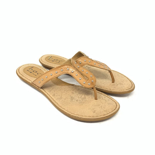 BOC Born Concept Tan Leather Thong T Strap Sandals Size 8 BC2492