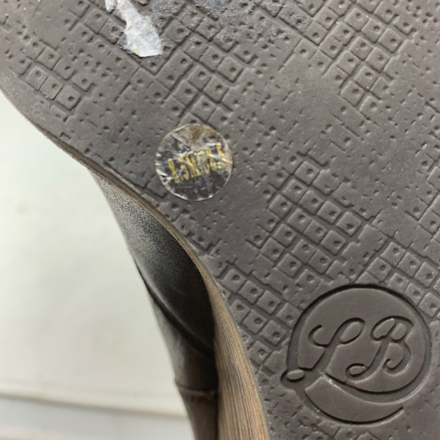 Lucky Brand Yinan Dark Brown Leather Wedge Heel Ankle Boot Bootie Size 8.5