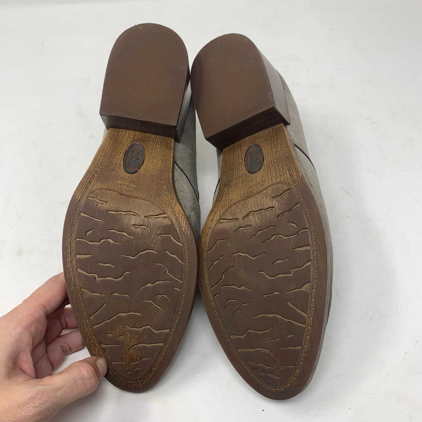 Sofft Velina Women’s Size 9 Modern Grey Suede Leather Block Heel Tonal Career