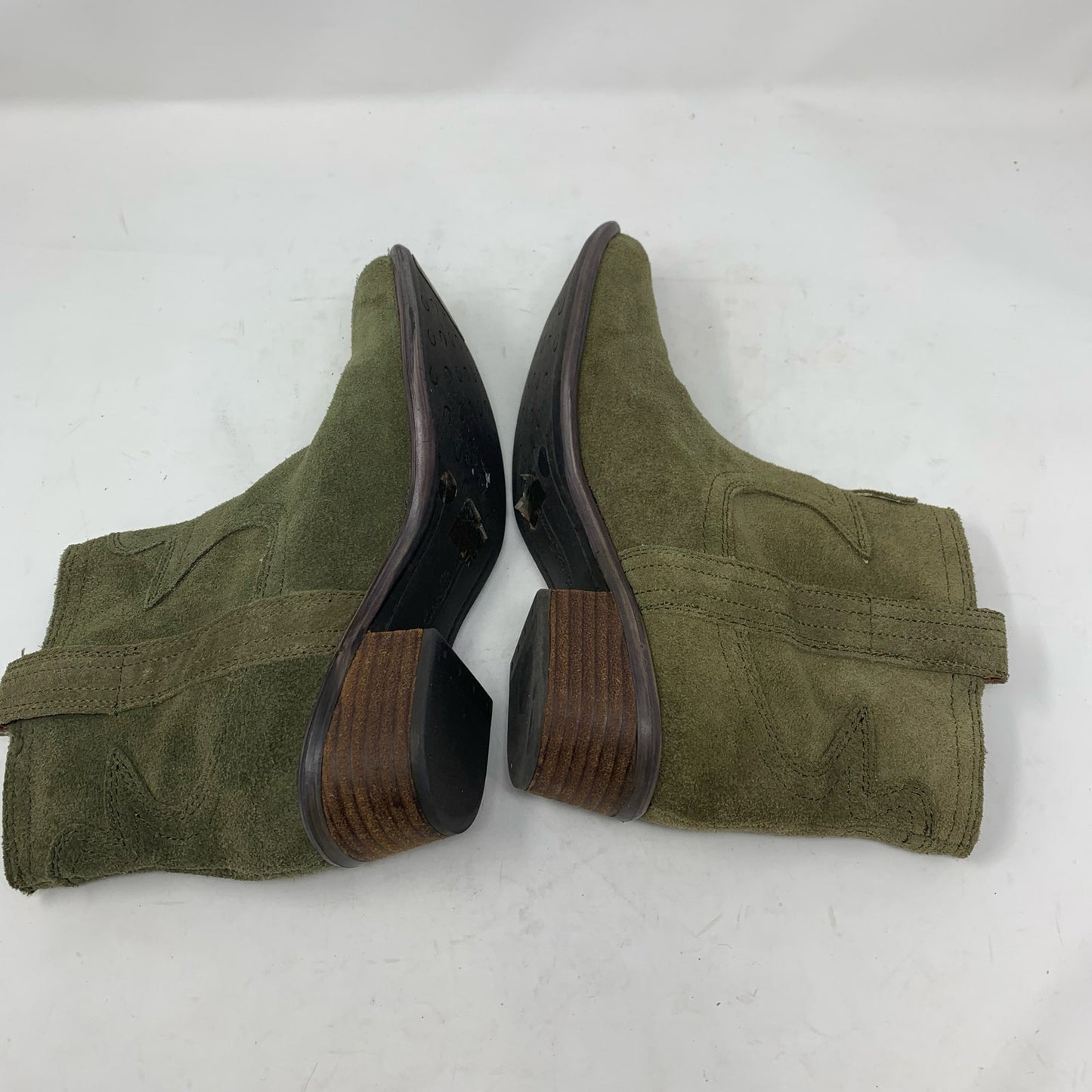 Lucky Brand Terra Green Suede Leather Ankle Boot Bootie Size 7 37