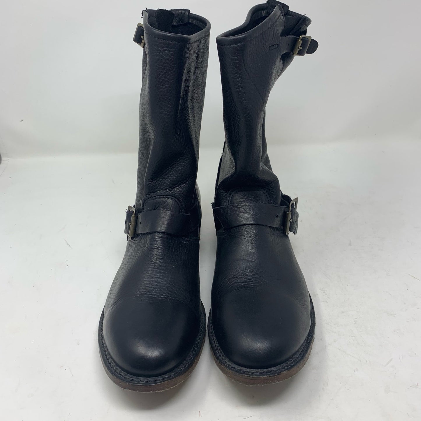 Walk Overs Vintage Union Made USA Women 10 Moto Biker Boots Slouch Black Leather