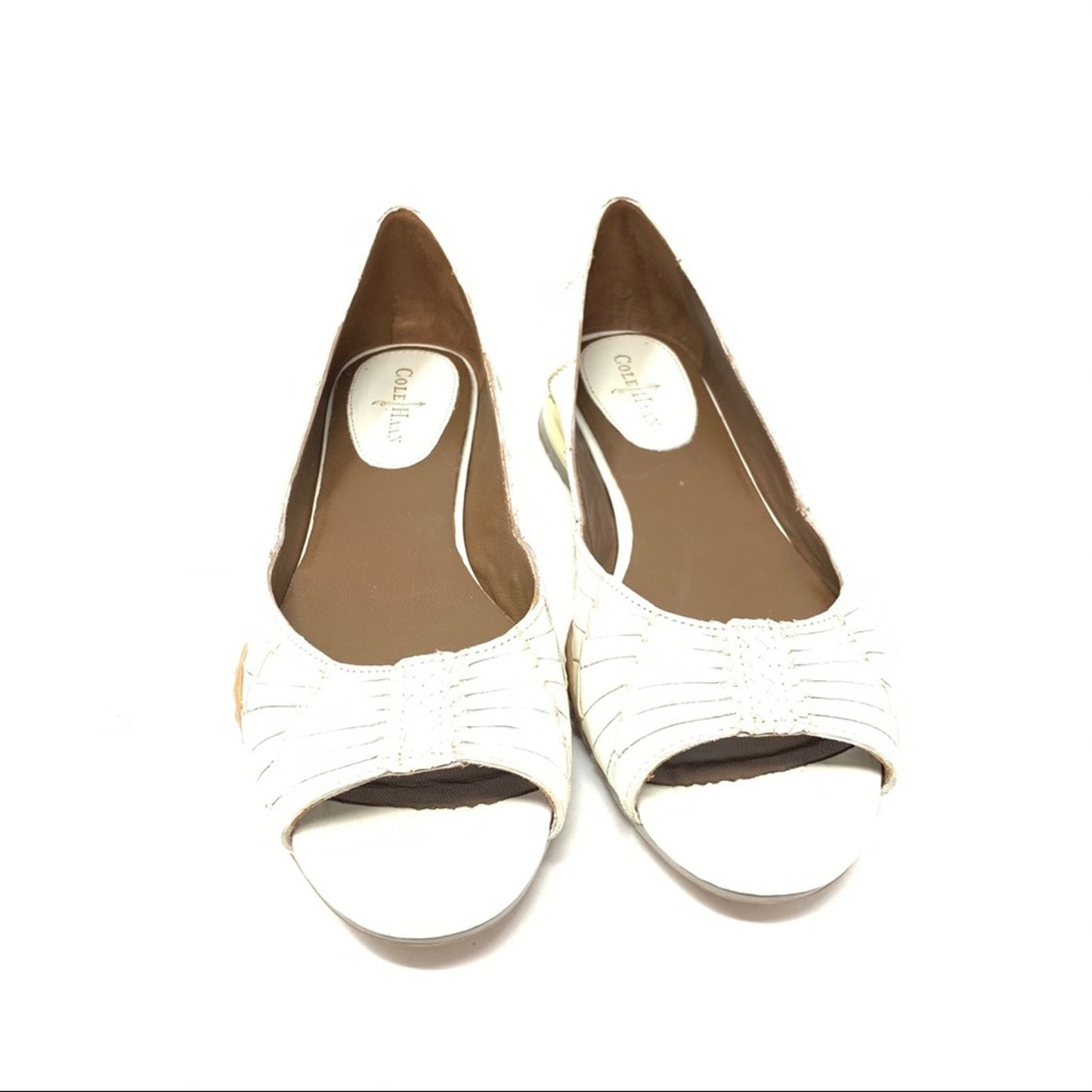 Cole Haan Air White Cream Leather Peep Open Toe Size 8.5AA
