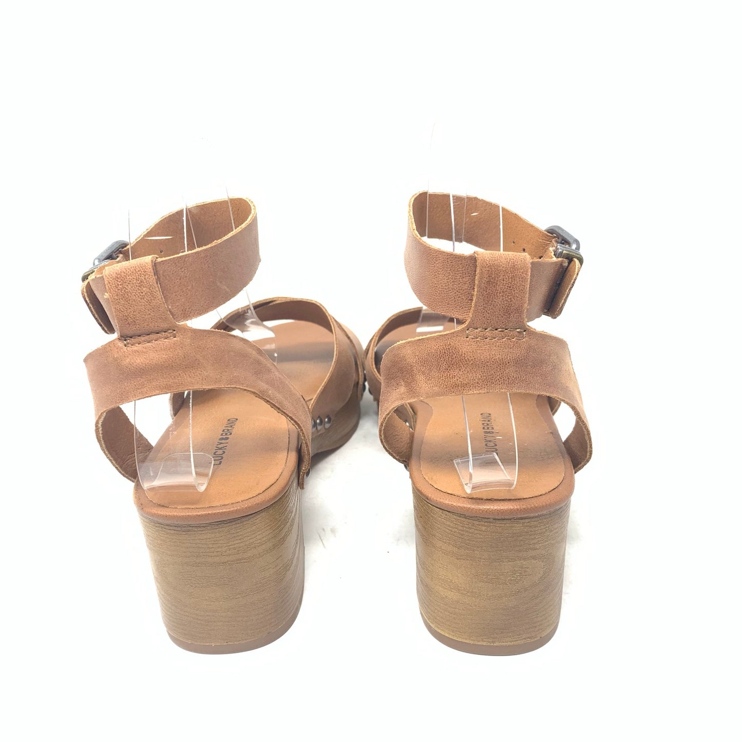 Lucky Brand Famla Size 8 Brown Leather Slingback Platform Sandal Chunky