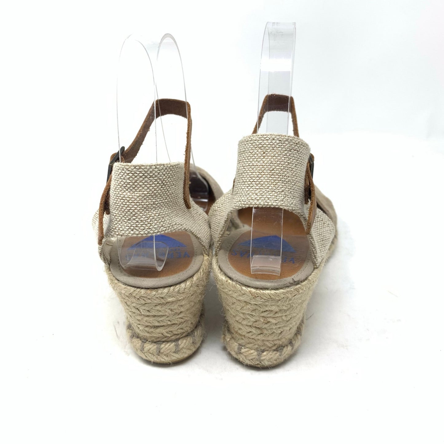 Verbenas Tan Suede Espadrille Wedges Malena Serraje Piedra Size 39 Jute Sandal