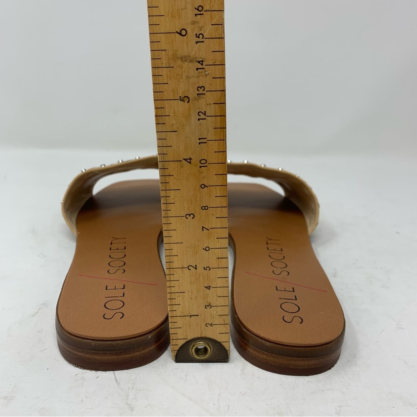 Sole Society Studded Leopard Cheetah Print Slides Sandals Calf Hair size 9