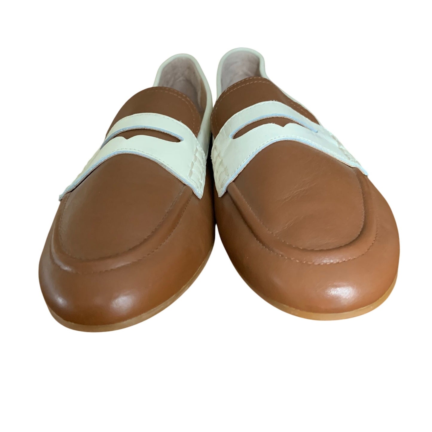 Lauren Ralph Lauren Adison Size 11B Women’s Brown Tan White Penny Loafer Leather