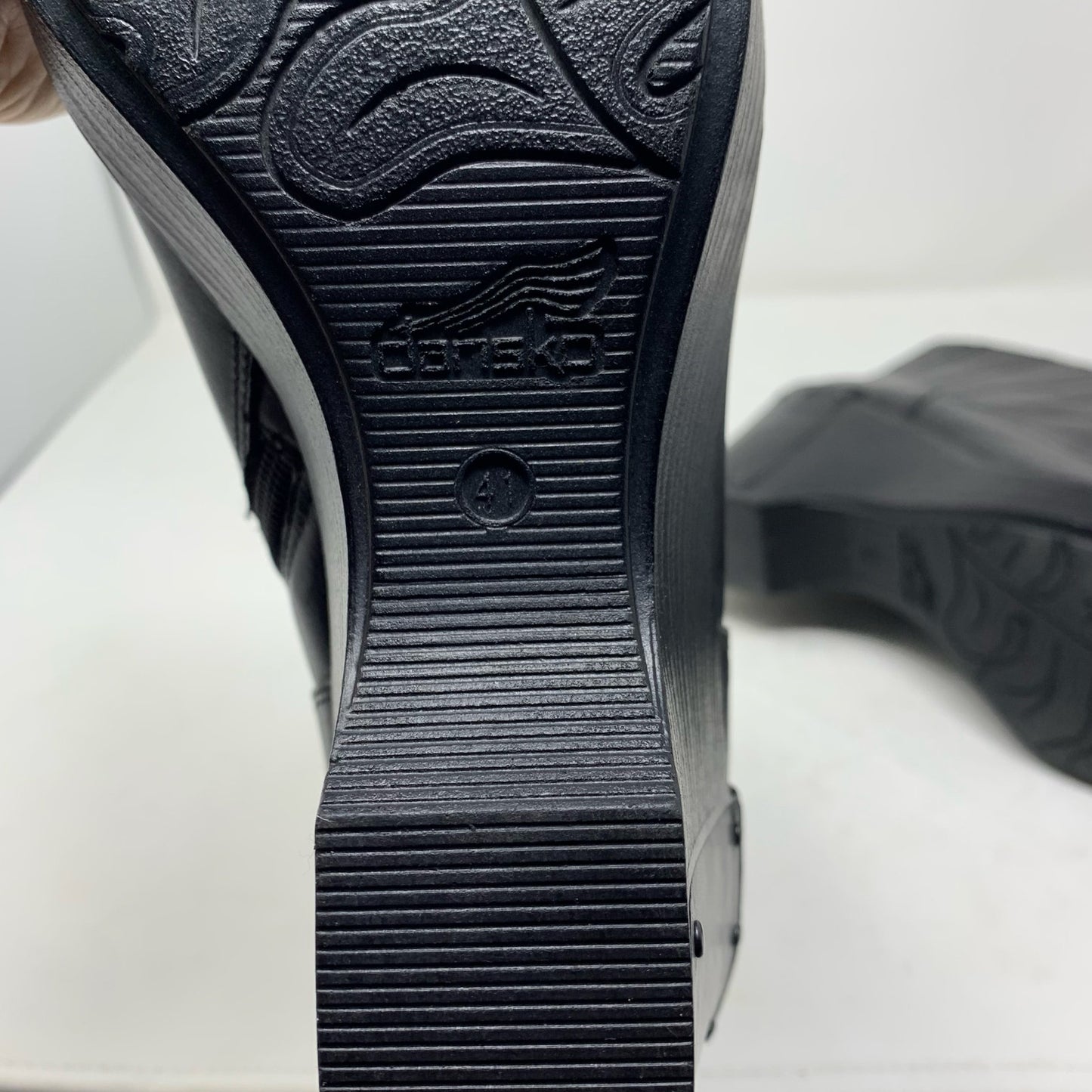 Dansko Faith Black Leather Wedge Bootie Ankle Boot Side Zip Studded Size 41