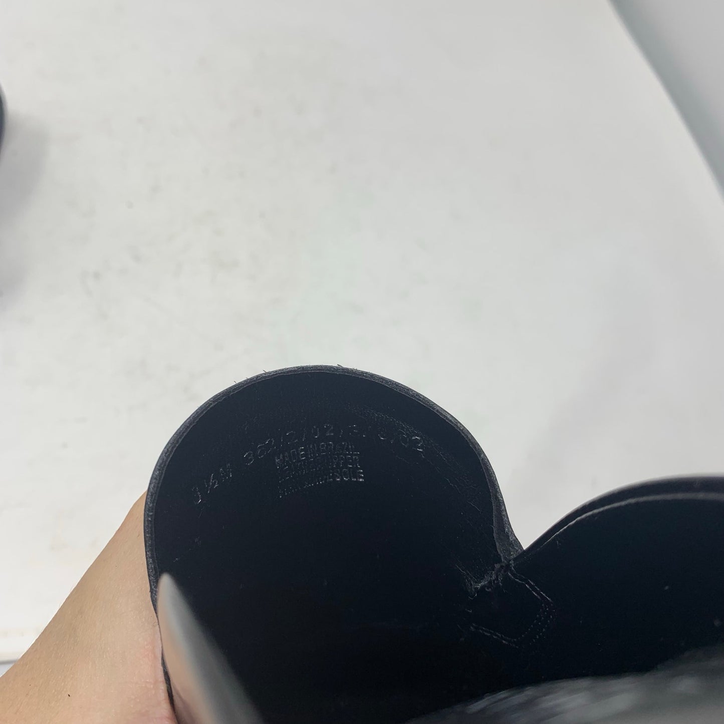 Franco Sarto Black Leather Square Toe Mules Block Heel White Piping Y2K Size 8.5