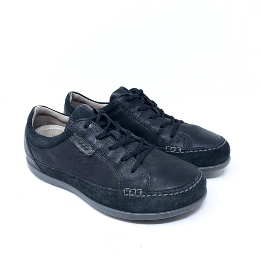 Ecco Cayla Black Suede Nubuck Leather Lace Up Causal Walking Comfort Shoe EU 37