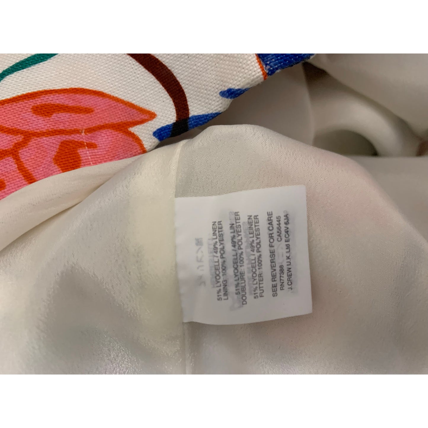 J Crew Size 0P Floral Linen Blend Pencil Skirt Lined Bright Multicolor Abstract