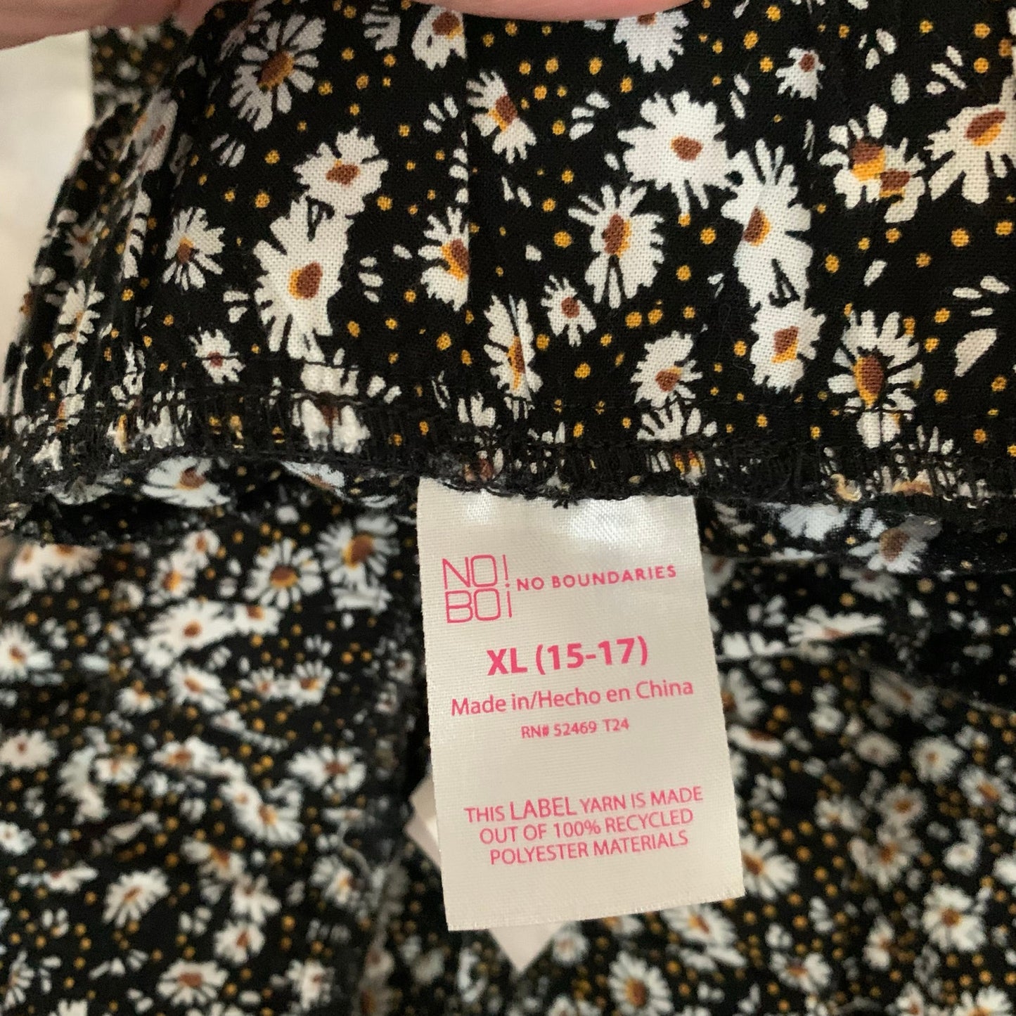 No Boundaries Black White Daisy Print Ruffle Hi Low Skirt Junior 15-17 Faux Wrap