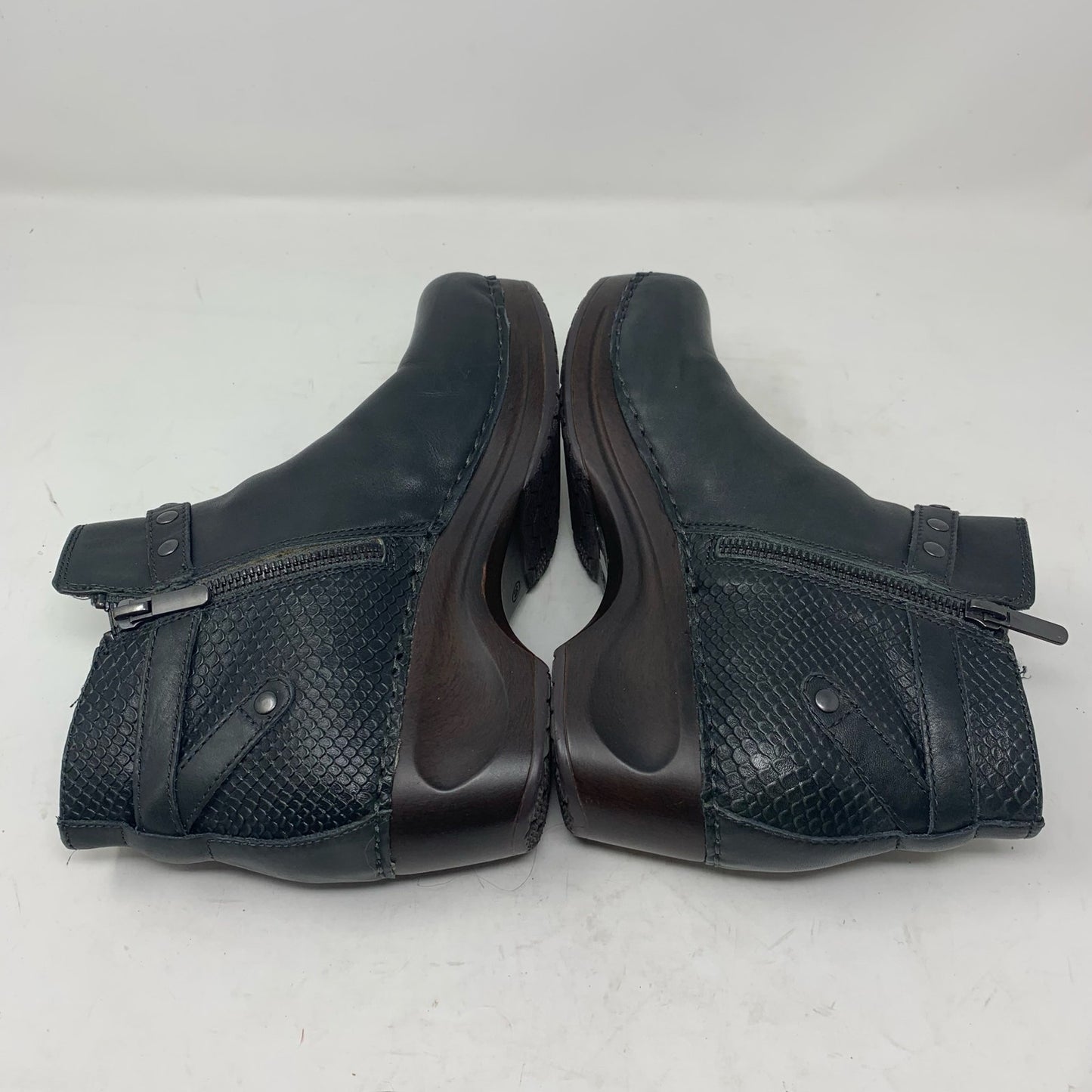 Sanita Dakota Size 39 Dark Pewter Charcoal Grey Leather Boots Ankle Booties Zip