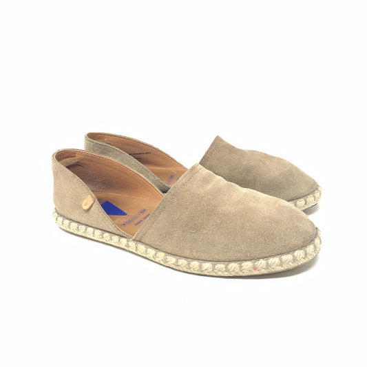 Verbenas Carmen Suede Espadrille D’Orsay Flat Taupe Tan Suede Leather Size 40