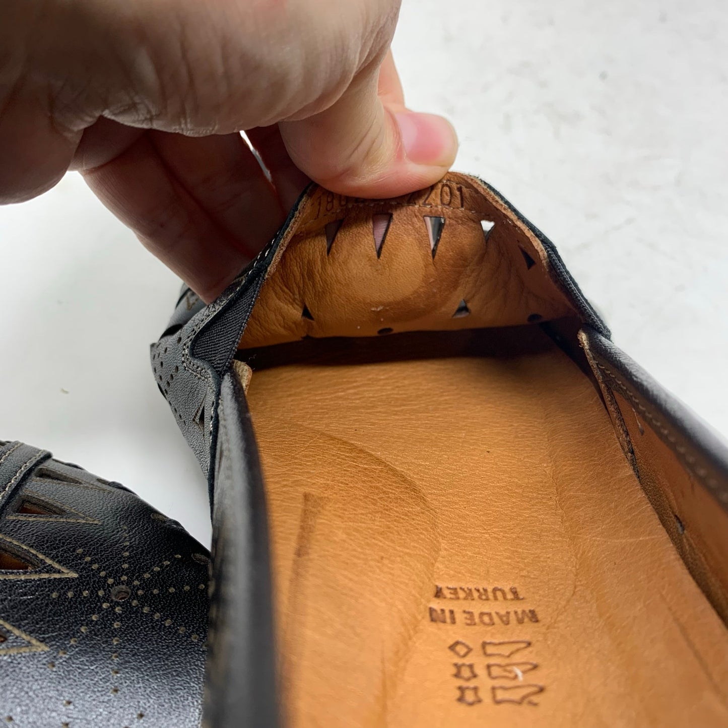 Spring Step Fusaro Flat Slip On Loafer Shoe Black Leather Laser Cutout Size 41