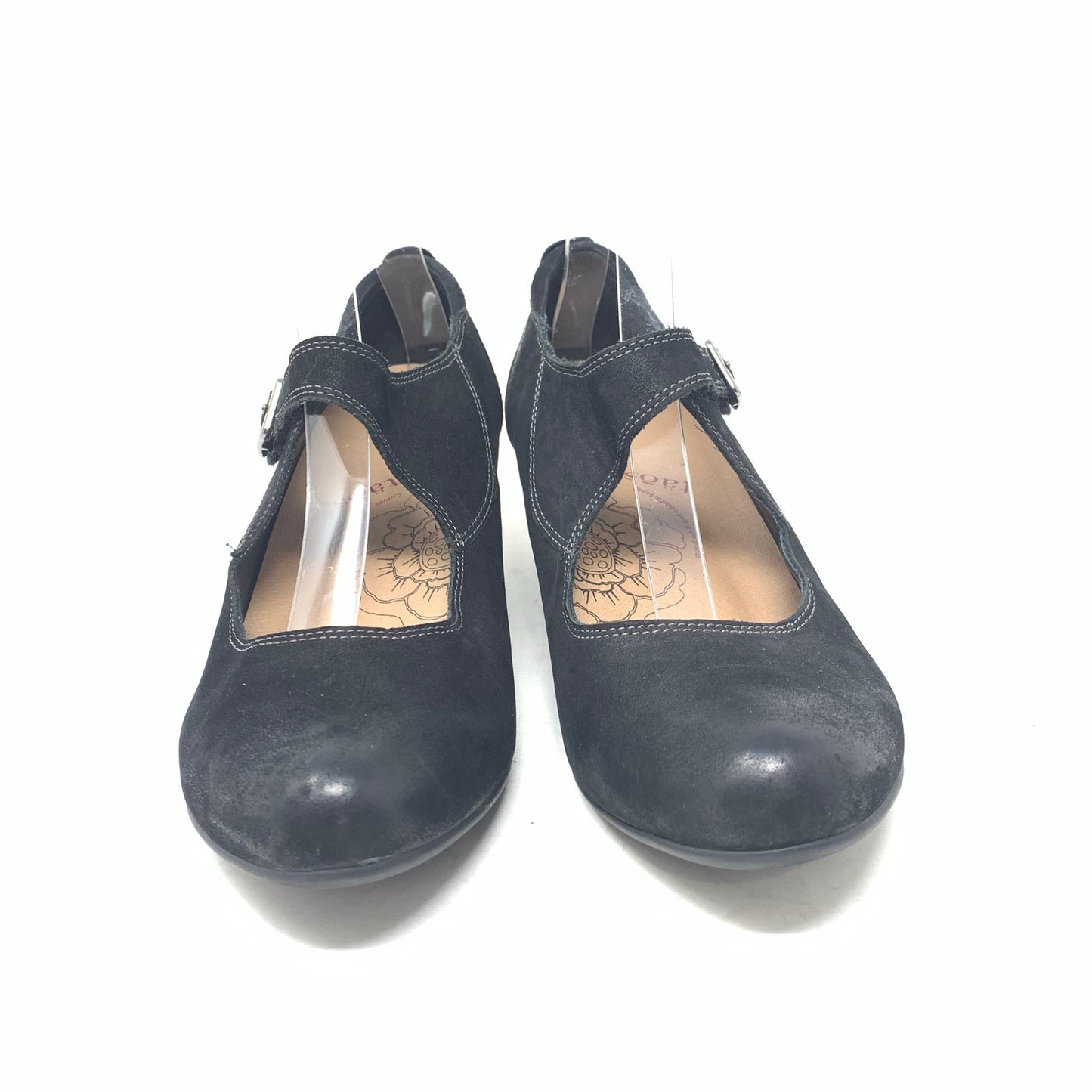 Taos Studio Black Oiled Leather Mary Jane Pump Mid Heel Classic Size 7.5