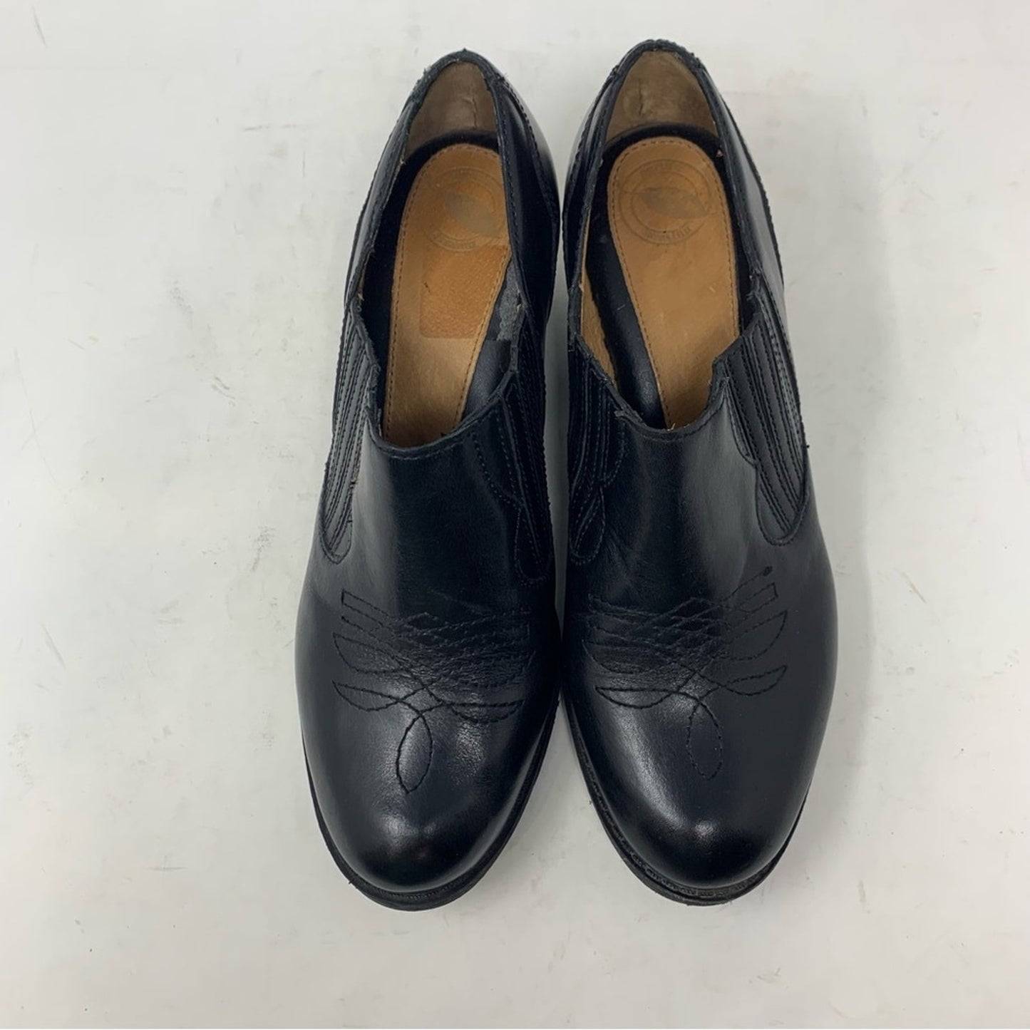 Nurture Shey Black Leather Western Ankle Boot Bootie Size 7.5 Elastic Gore