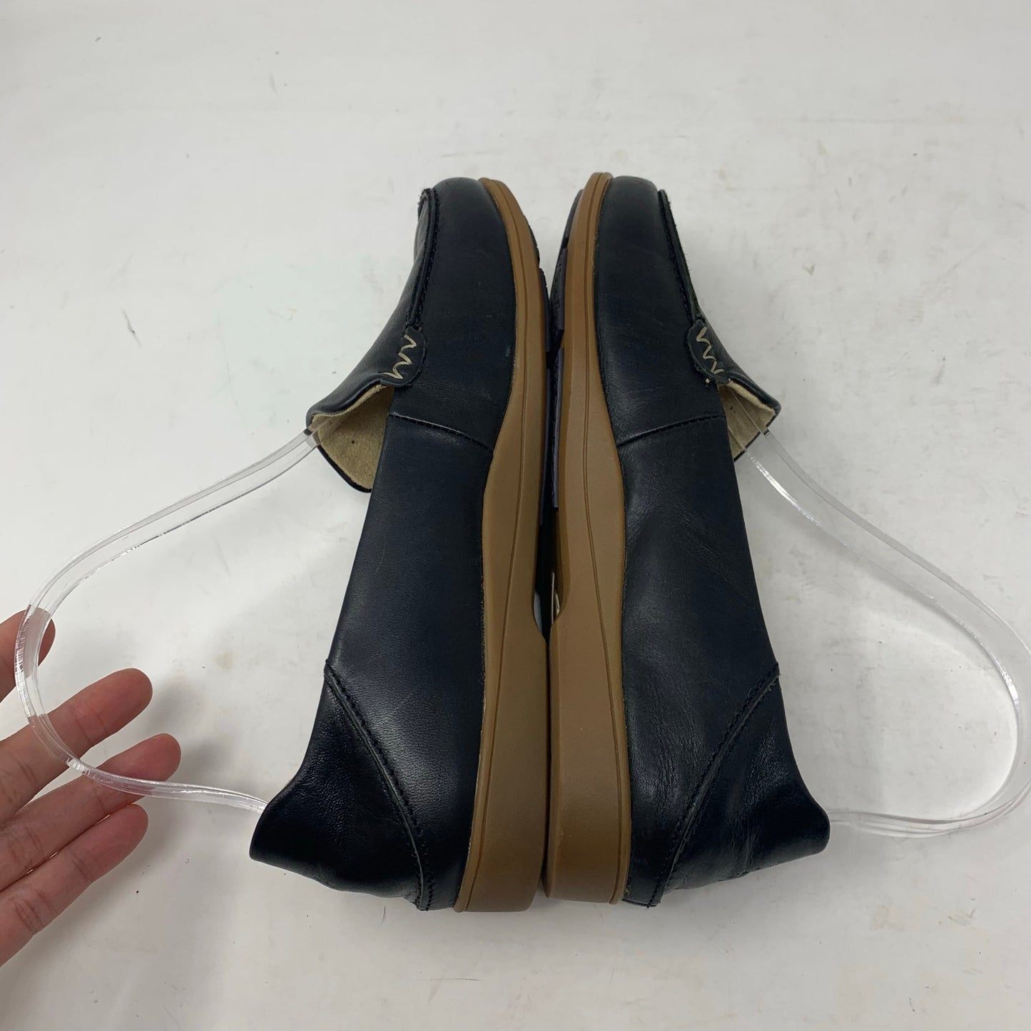 Olukai Kiele Womens Size 6.5 Black Leather Classic Moc Toe Loafers Comfort Shoe