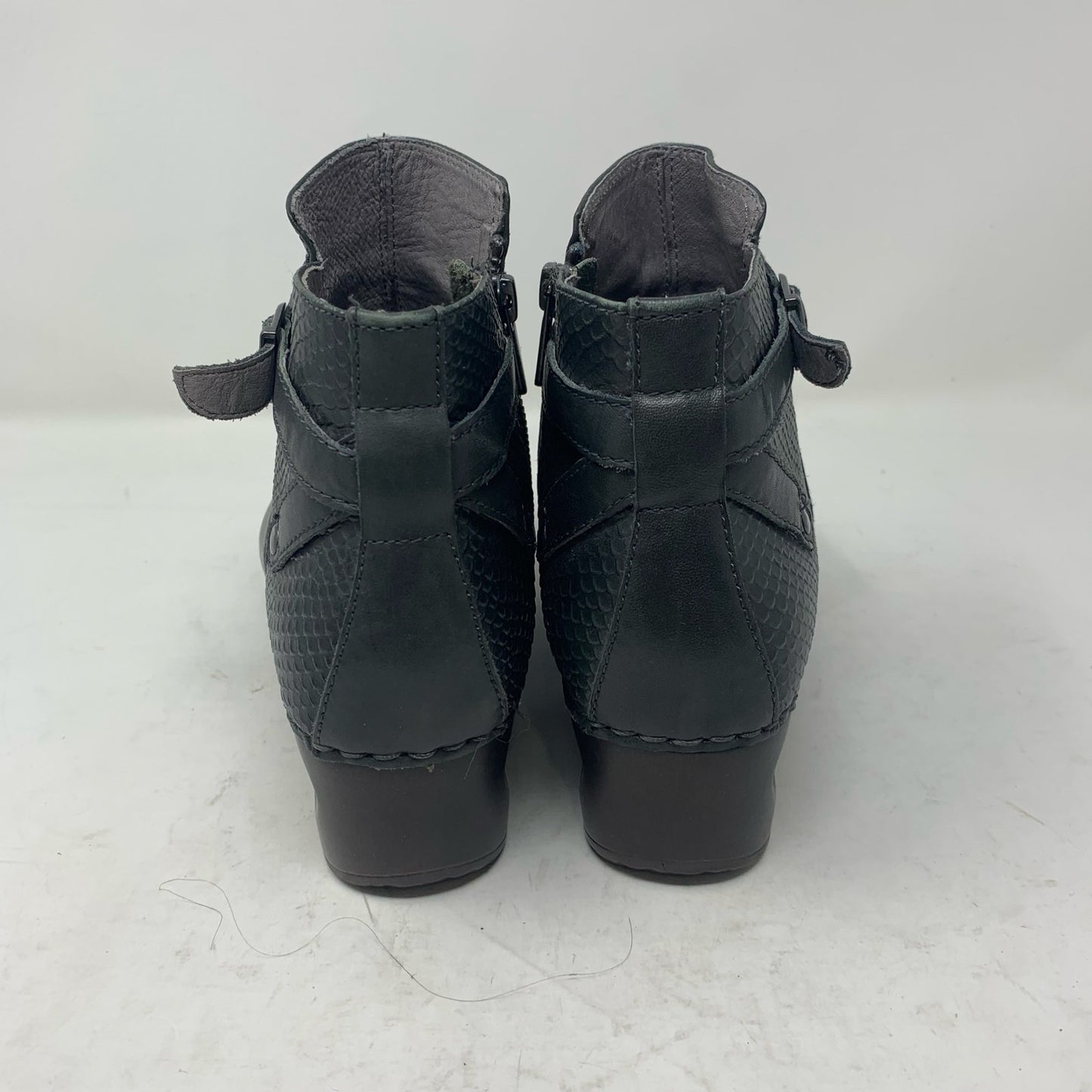 Sanita Dakota Size 39 Dark Pewter Charcoal Grey Leather Boots Ankle Booties Zip