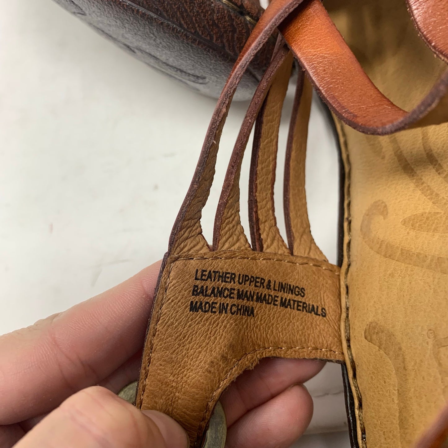 Born Valakas Size 9 Brown Leather Strappy Woven Sandals Slingback Mid Heel