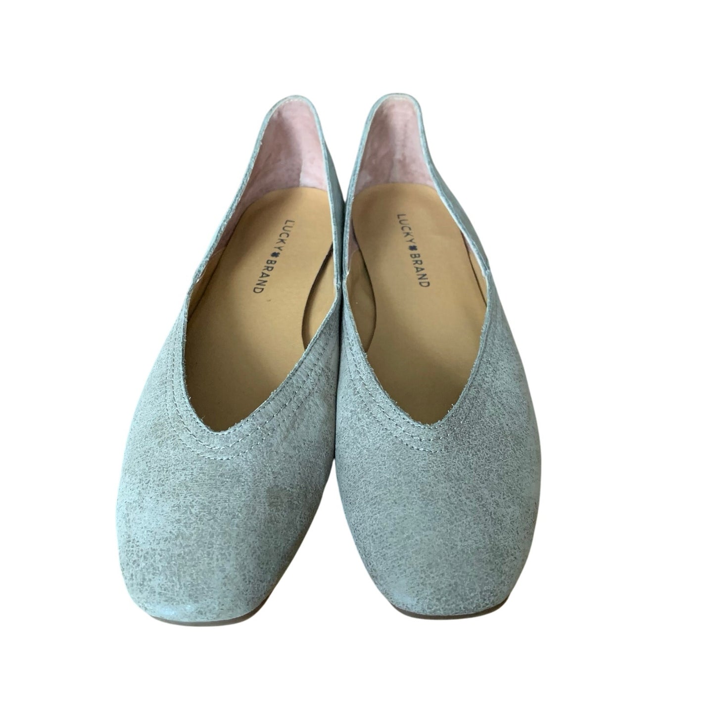 Lucky Brand Alba Greige Taupe Size 8.5 Leather Ballet Flat Loafer Grey