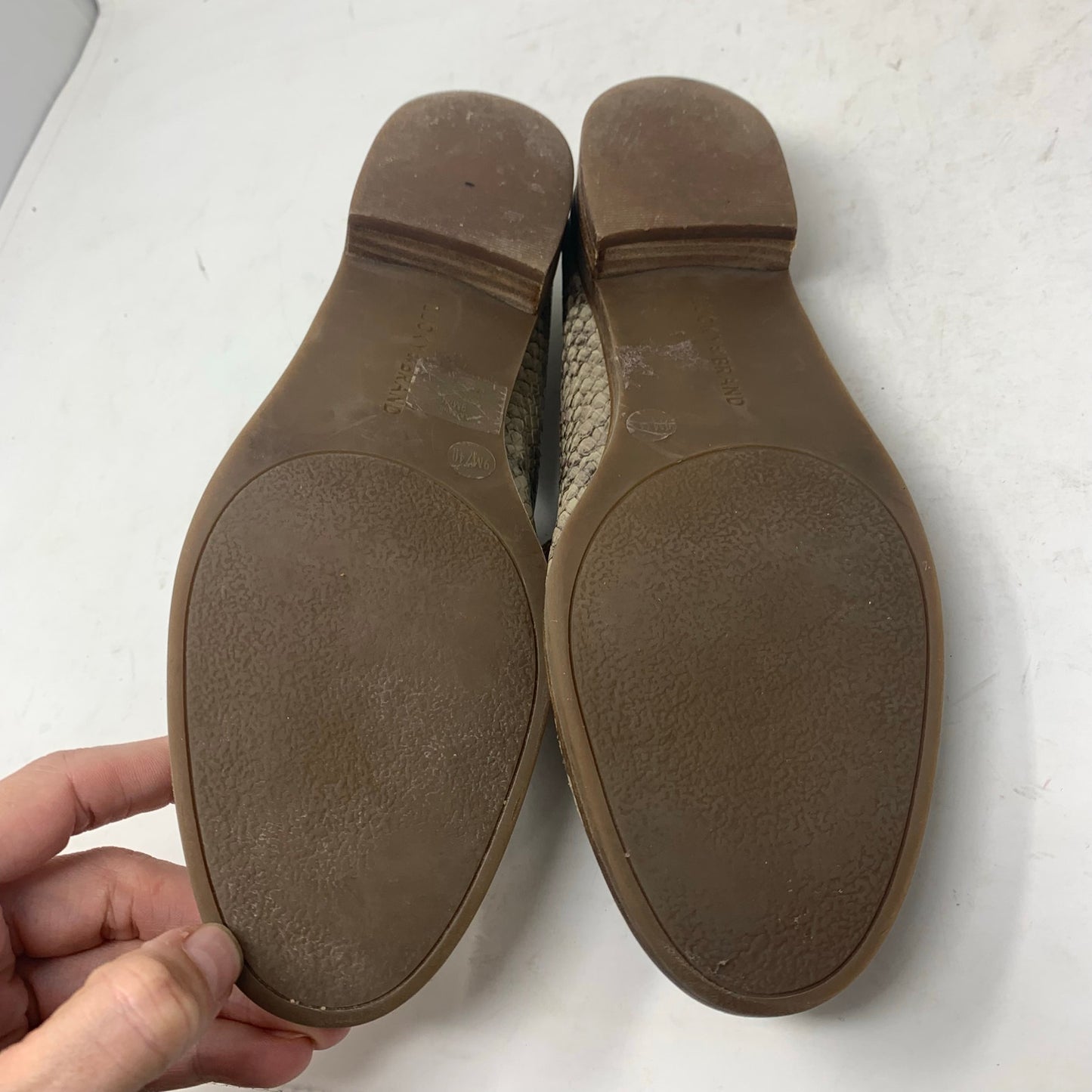 Lucky Brand Cahill Size 9 Grey Tan Snake Print Leather Loafer Animal