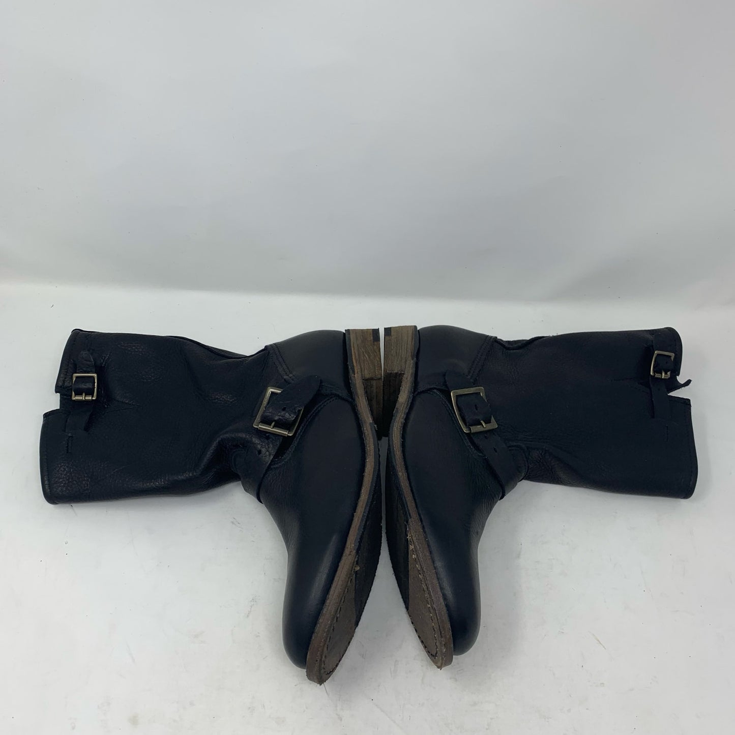 Walk Overs Vintage Union Made USA Women 10 Moto Biker Boots Slouch Black Leather