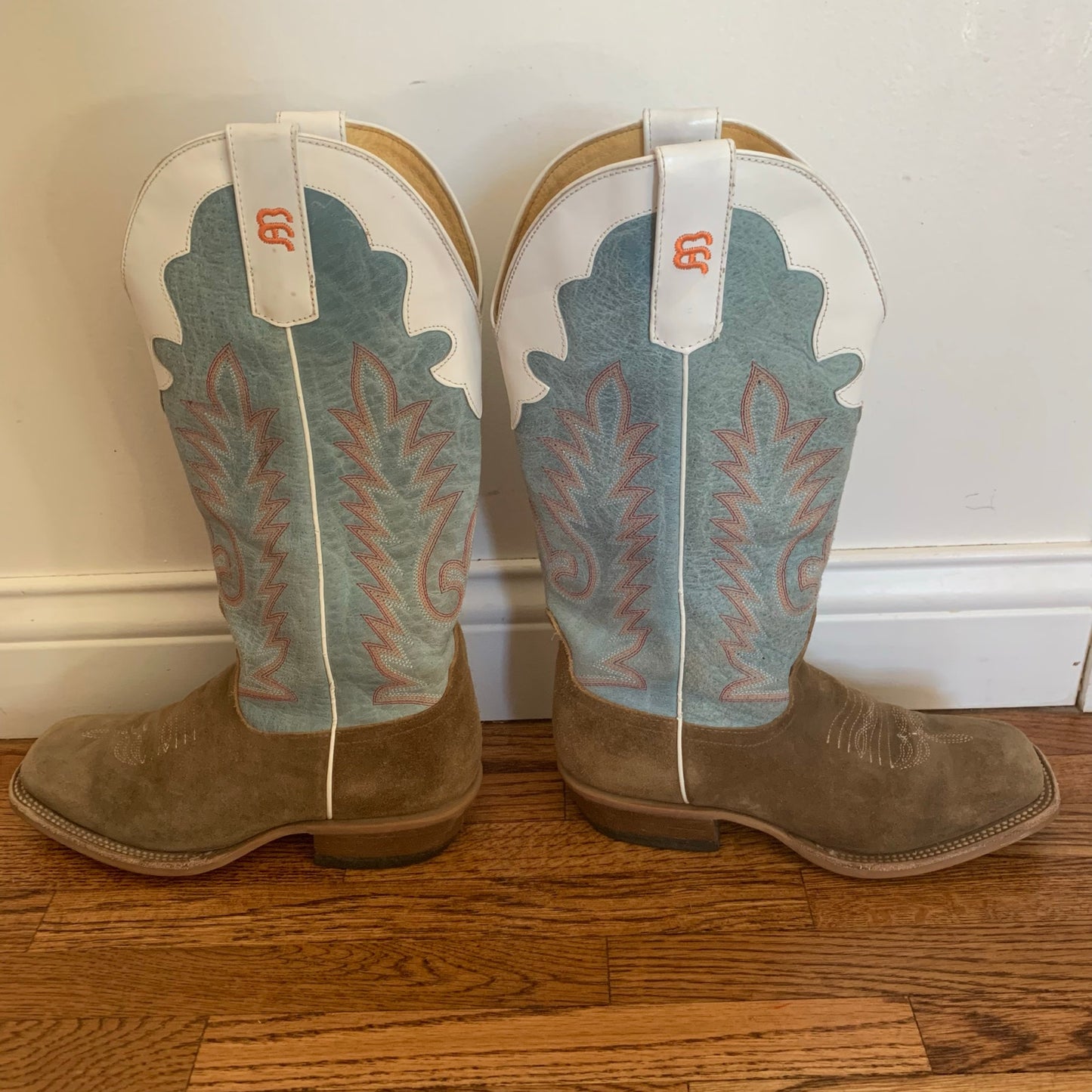 Anderson Bean Youth Size 5 Coyote Sand Sky Blue Western Cowboy Boots ABK7096