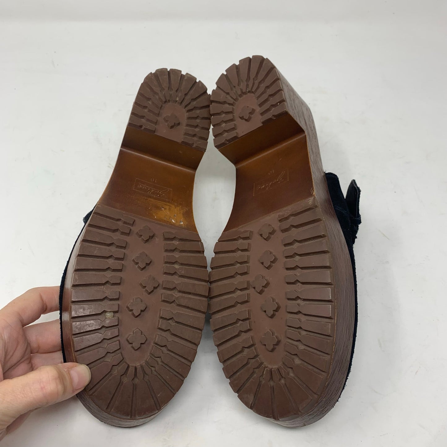 Zodiac Raine Black Suede Leather Moc Toe Platform Chunky Mules Clogs Size 10 Y2K