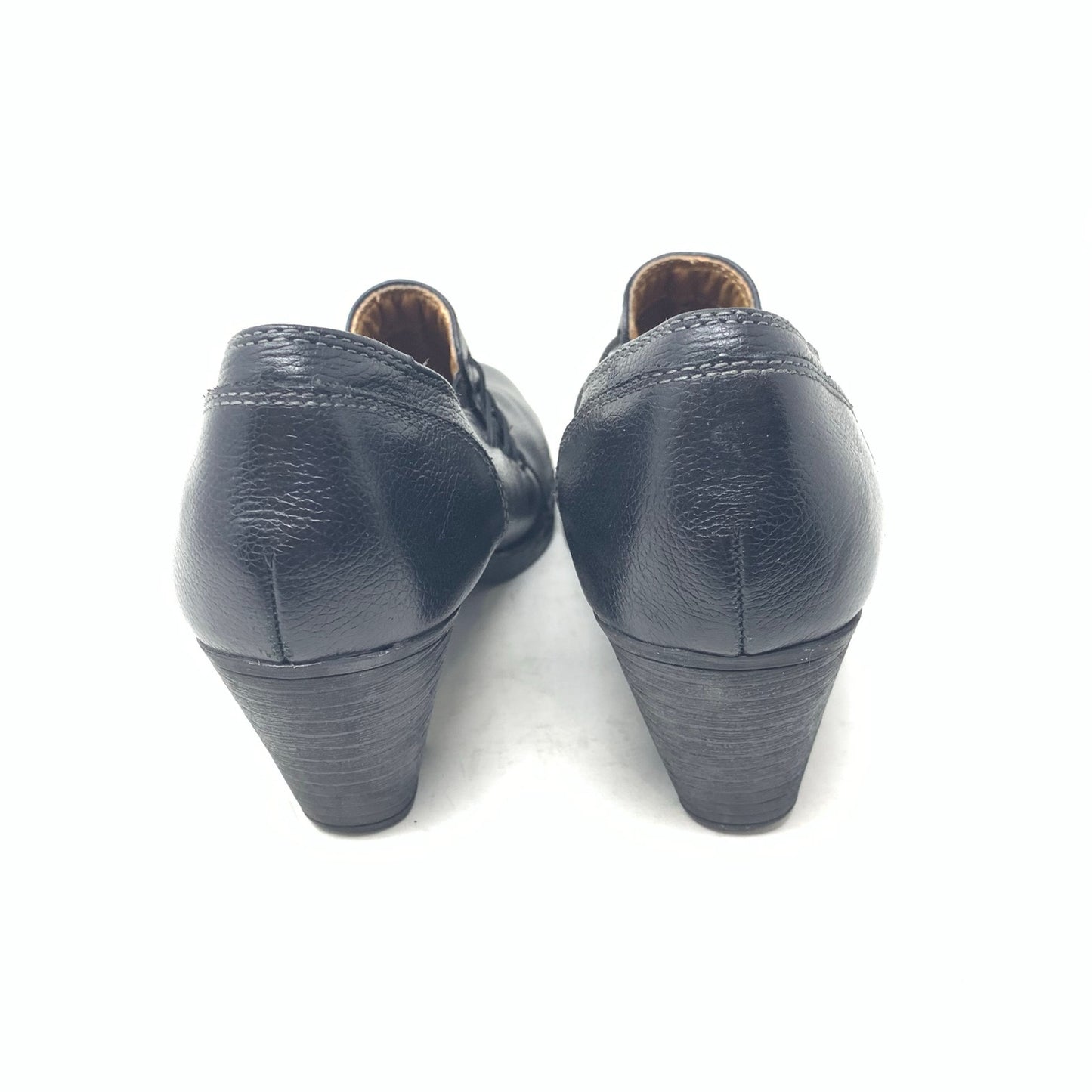 Eurosoft By Sofft Taja Size 9 Black Leather Slip On Mid Heel Comfort Shoe