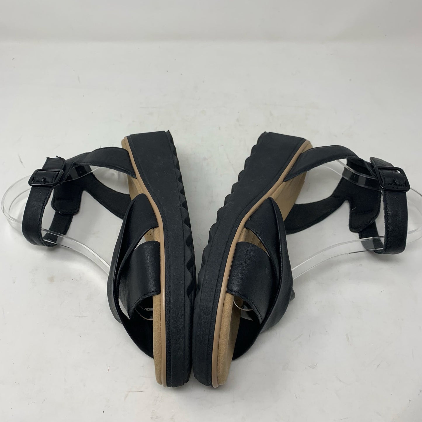 Clarks Collection Jillian Bella Black Leather Ankle Strap Sandal Size 9