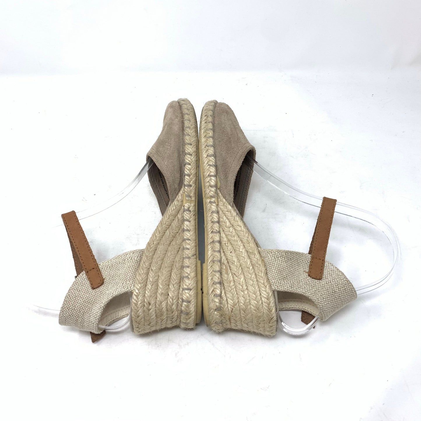 Verbenas Tan Suede Espadrille Wedges Malena Serraje Piedra Size 39 Jute Sandal