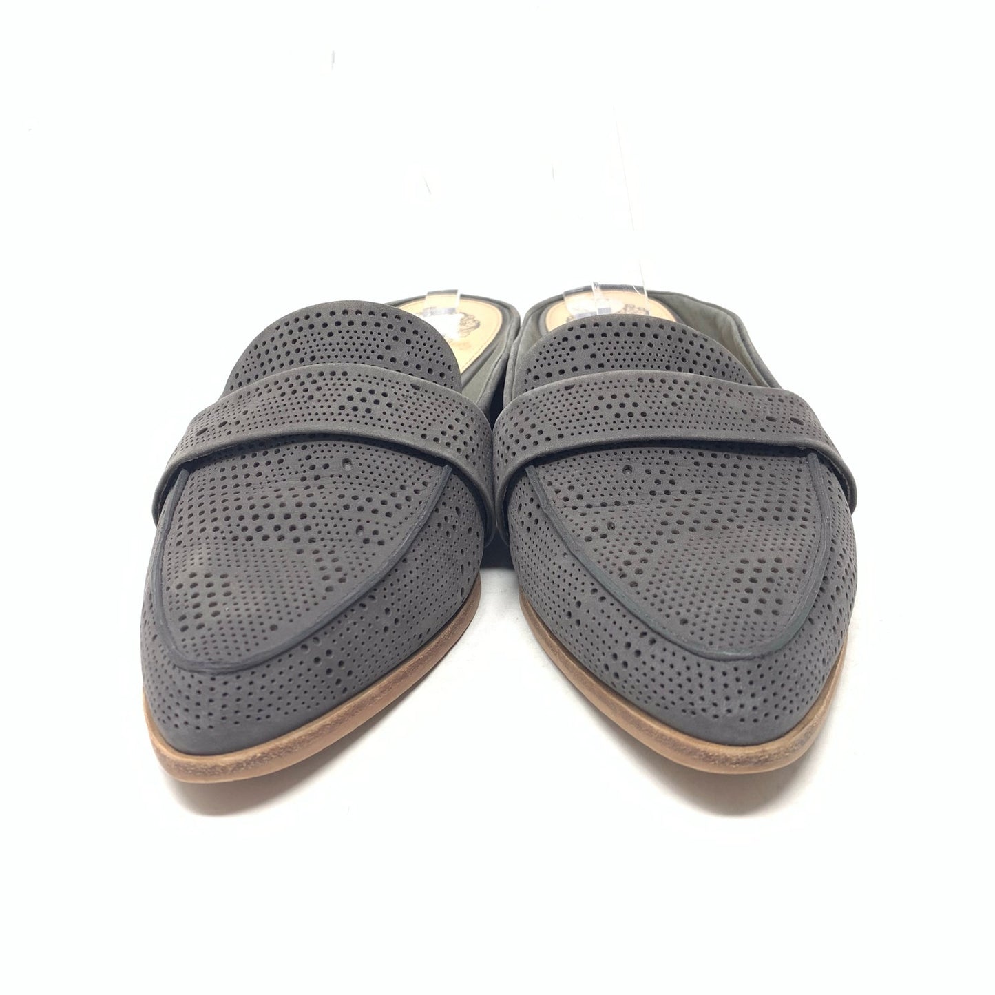 Vince Camuto Kaylana Size 9 Grey Nubuck Leather Mule Loafer Slide Micro Perf